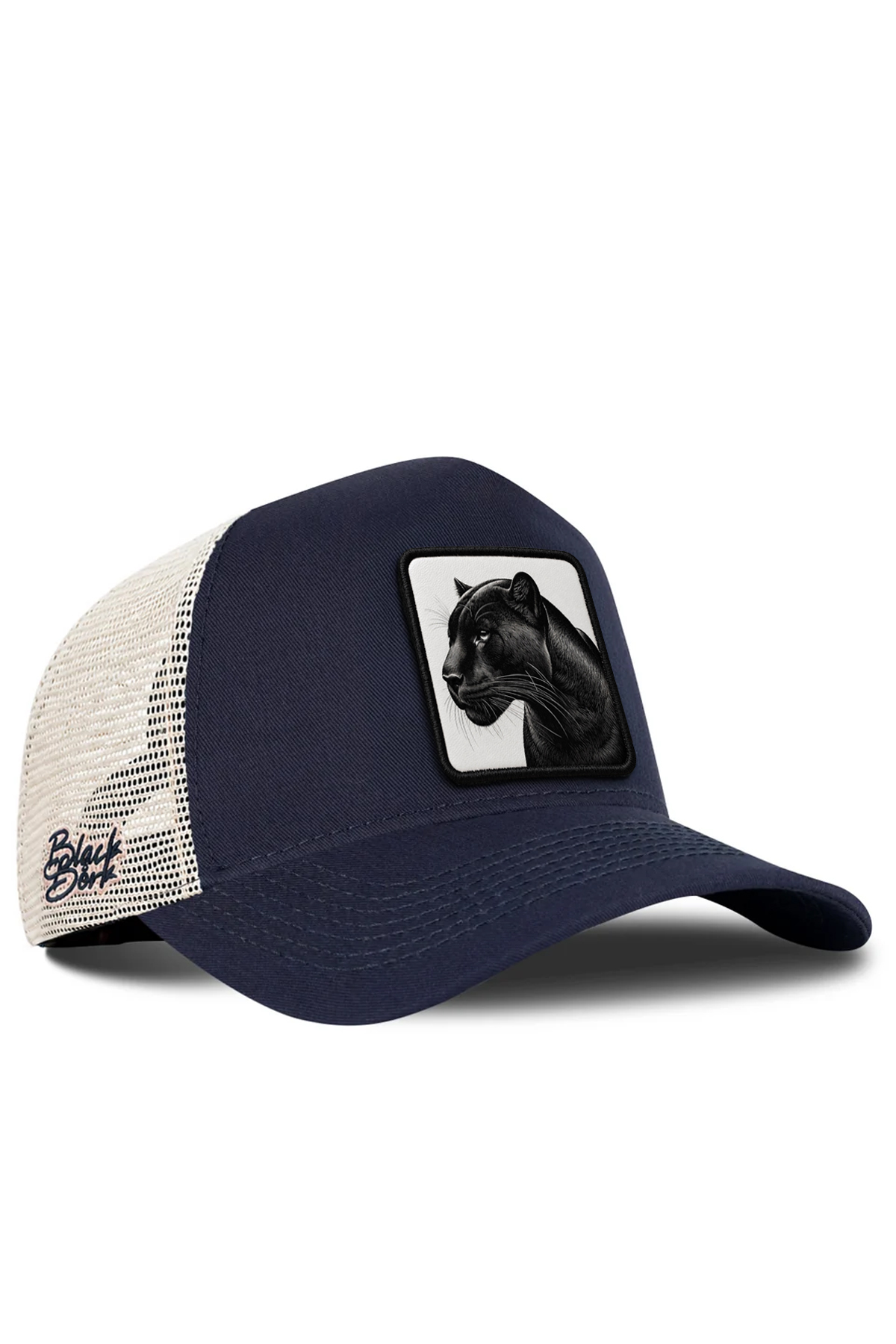 BlackBörk Panter Logolu Lacivert-Bej Trucker Şapka