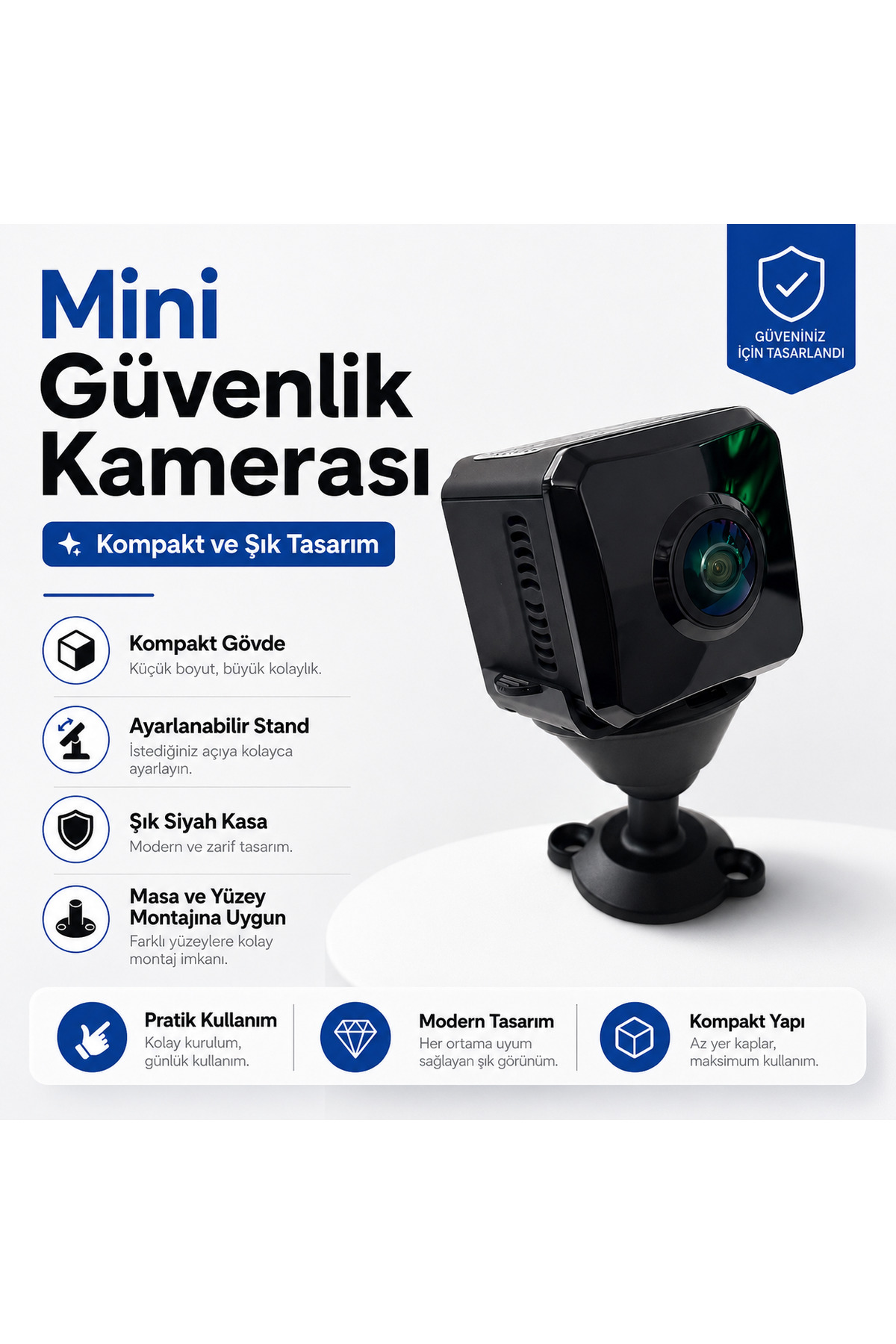OKAM OK-103EKOW WiFi Mini Bataryalı Balık Gözü Lens Güvenlik Kamerası