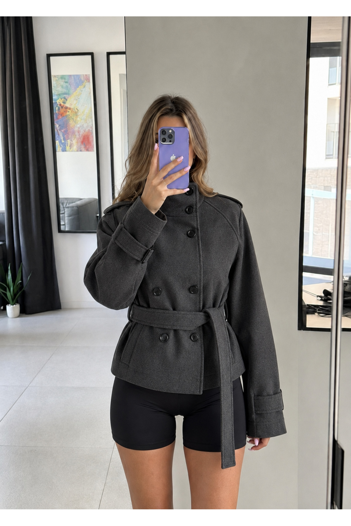 Ekim Store Kaşe Dik Yaka Düğmeli Ceket görsel 3