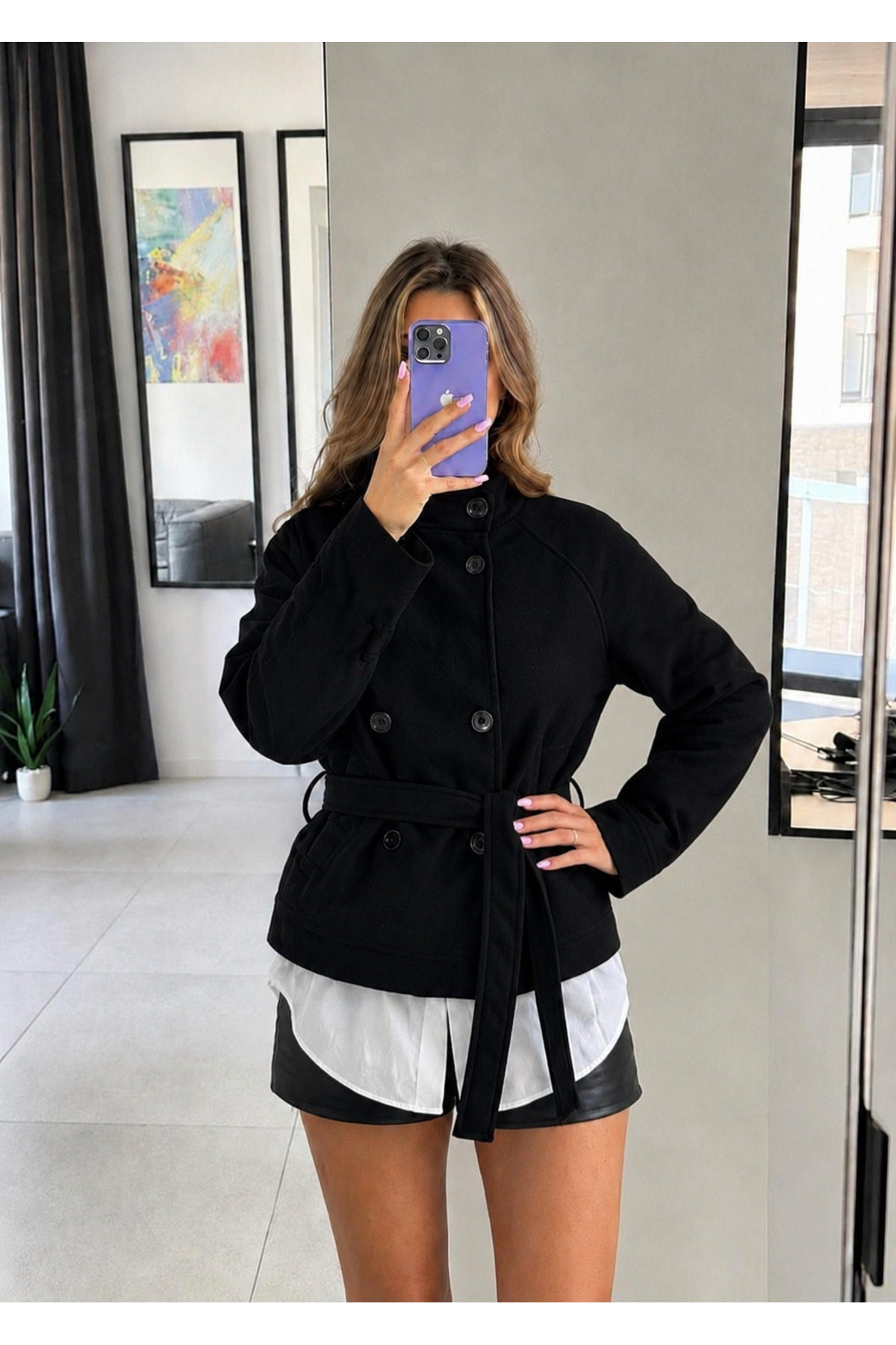 Ekim Store Kaşe Dik Yaka Düğmeli Ceket görsel 6