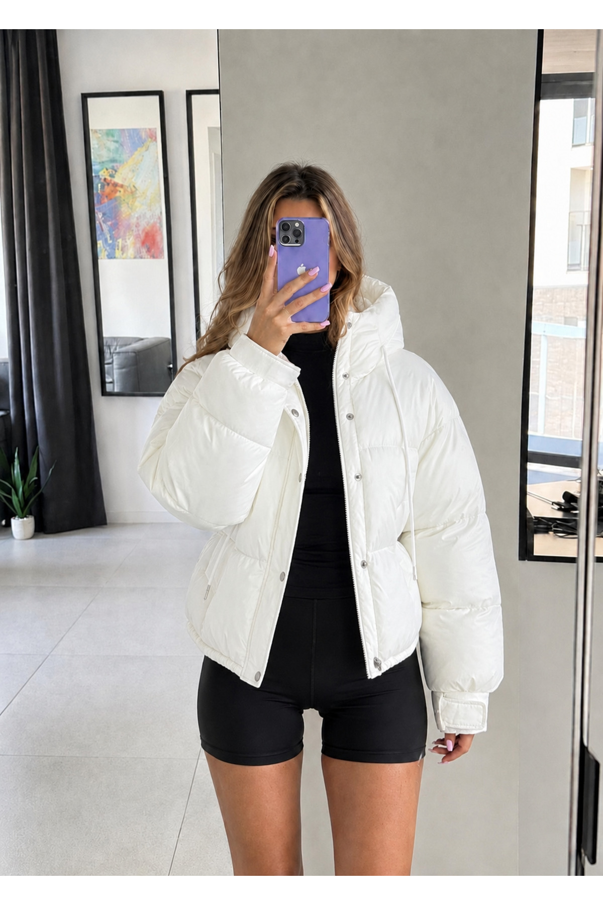 Ekim Store Kapüşonlu Cepli Çıtçıtlı Şişme Mont görsel 5