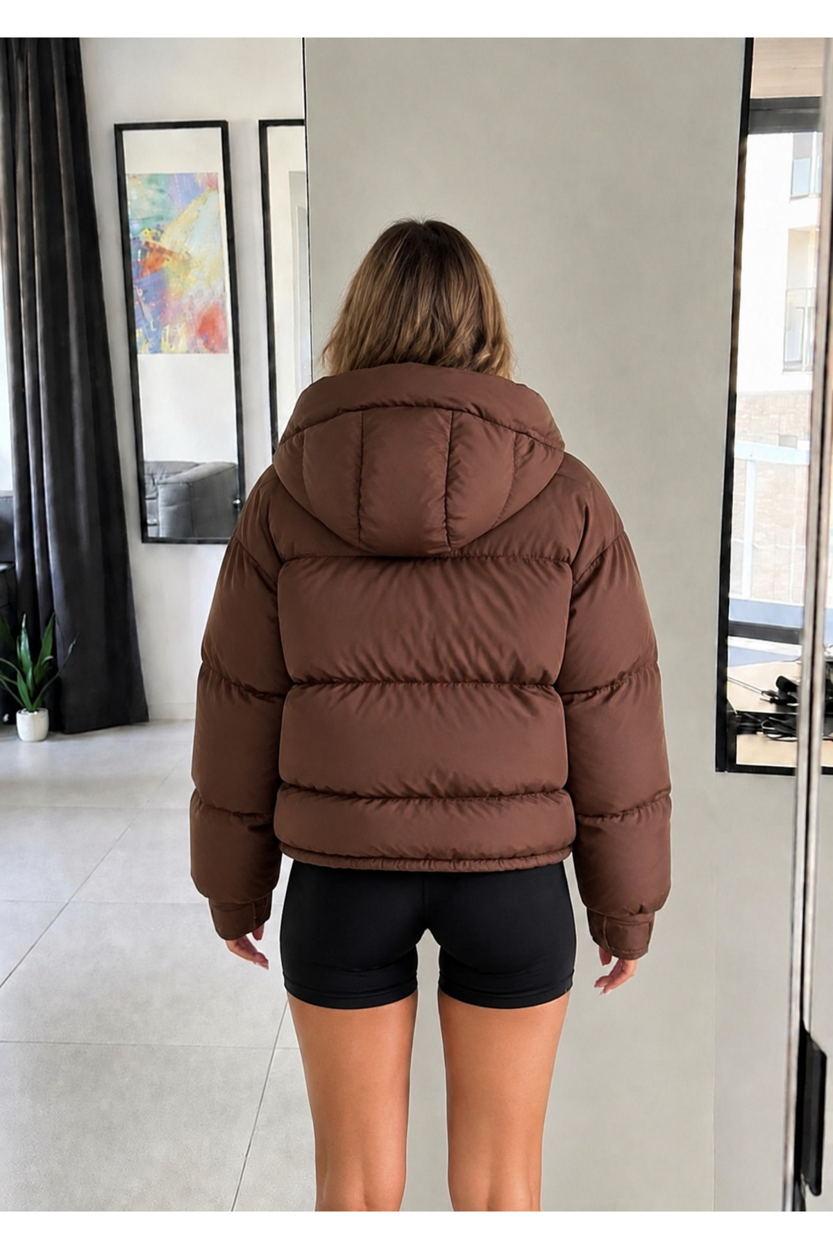 Ekim Store Kapüşonlu Cepli Çıtçıtlı Şişme Mont görsel 2
