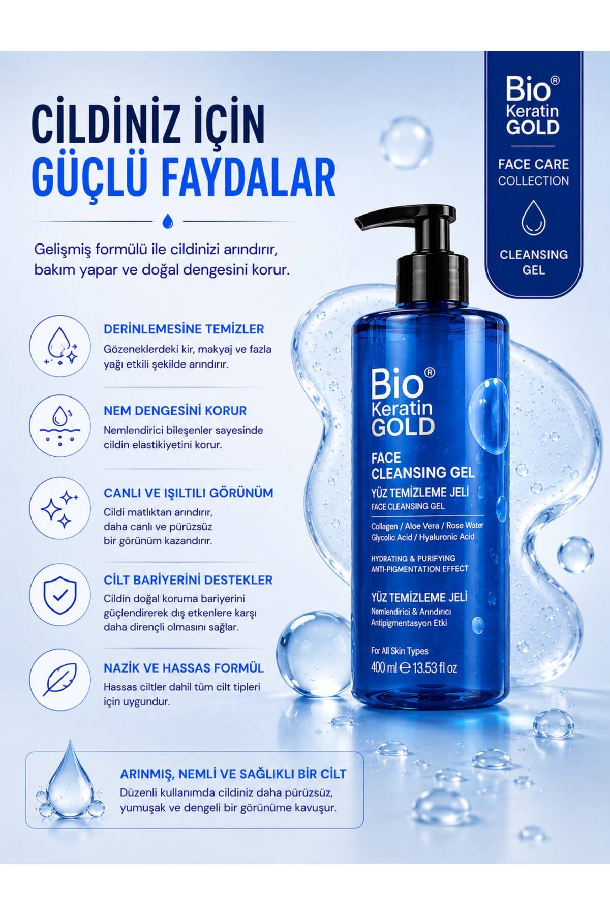 Yüz Temizleme Jeli 400ml - Nemlendirici ve Arındırıcı Karma Ciltler — A777 — تصویر 5 از 8