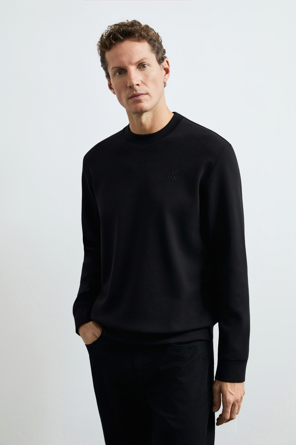 Lufian Grand Erkek Sweatshirt Siyah görsel 4