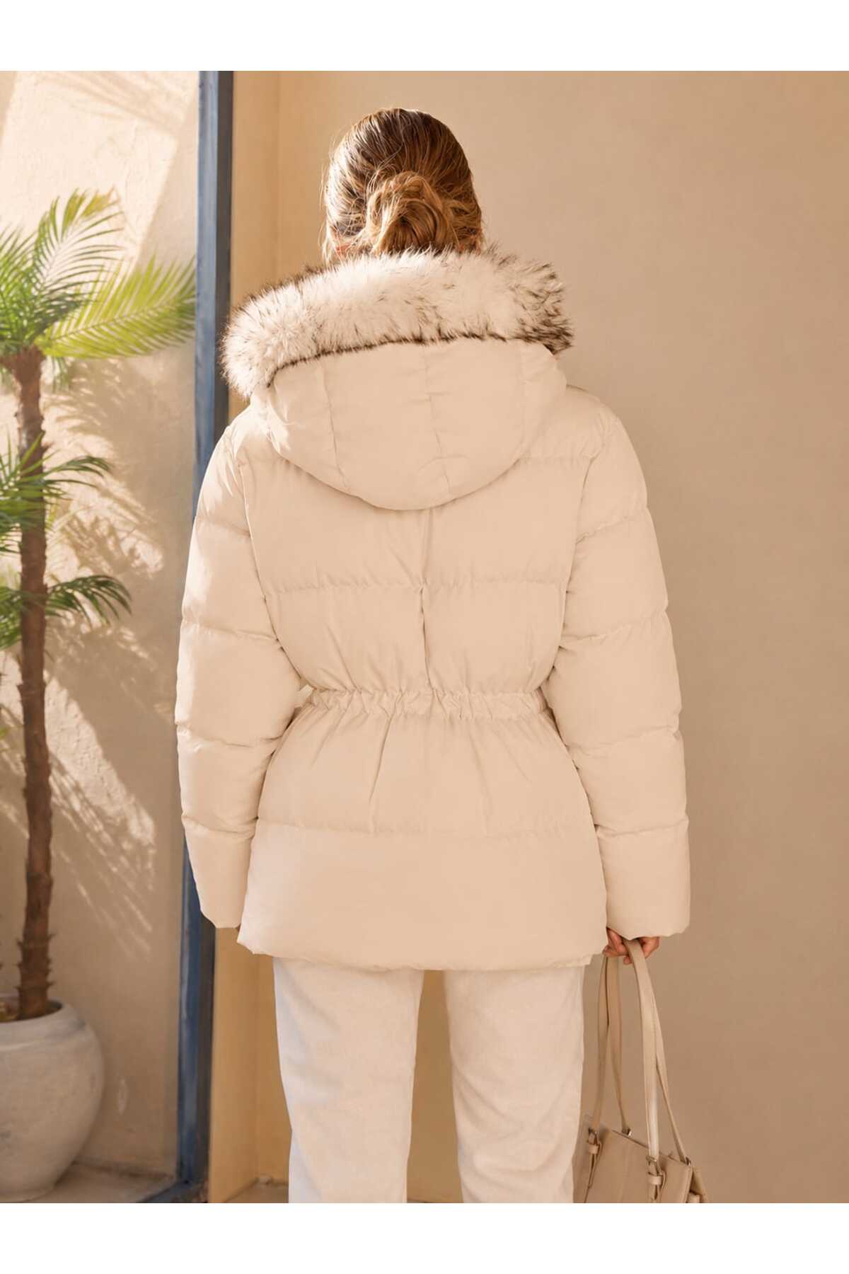 ALANOVA FASHION KADIN CEP DETAYLI KAPÜŞUN KÜRKLÜ MONT görsel 5