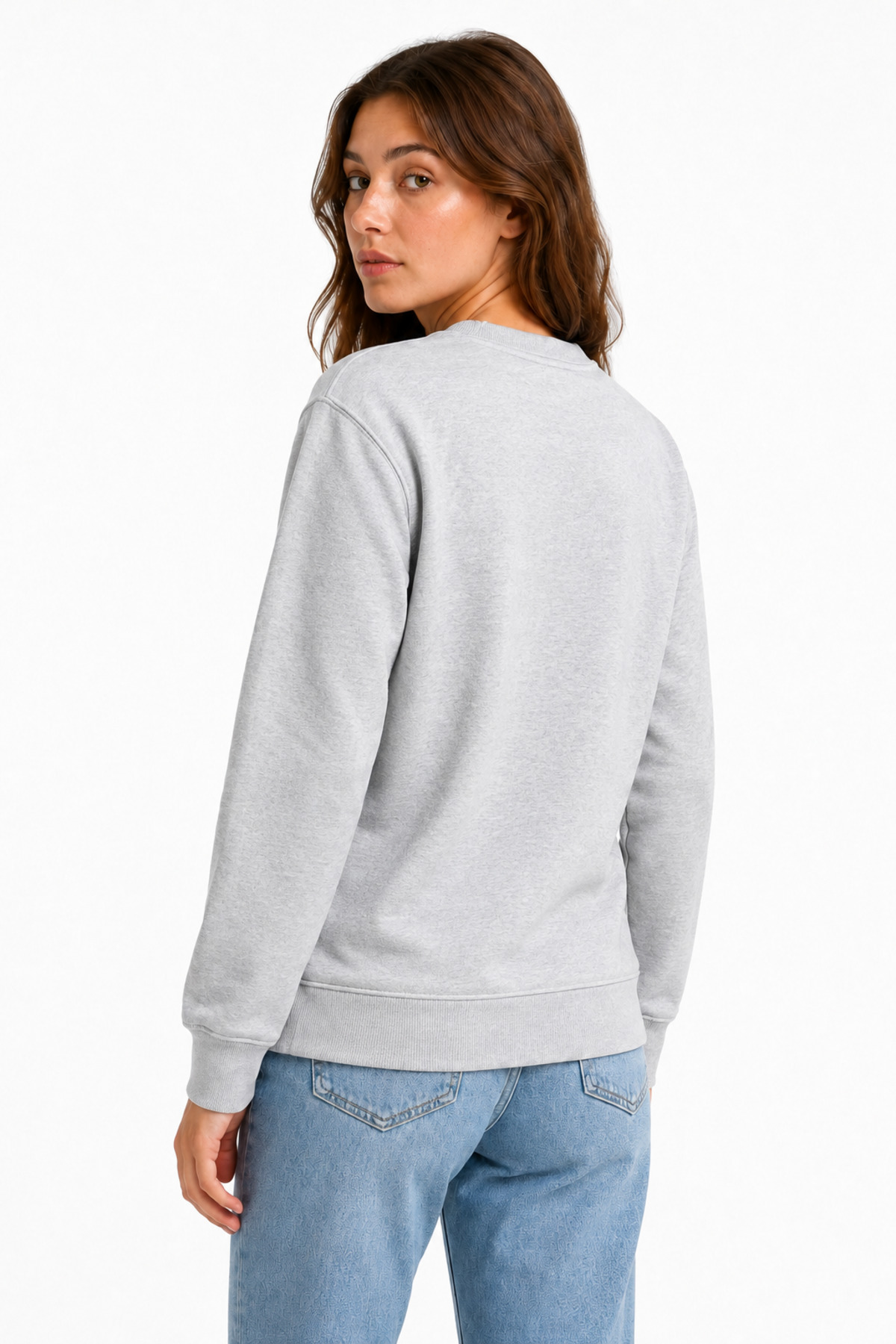 Unisex Gri Bisiklet Yaka Basic Sweatshirt Regular Fit Uzun Kollu Gri · Fotoğraf 5