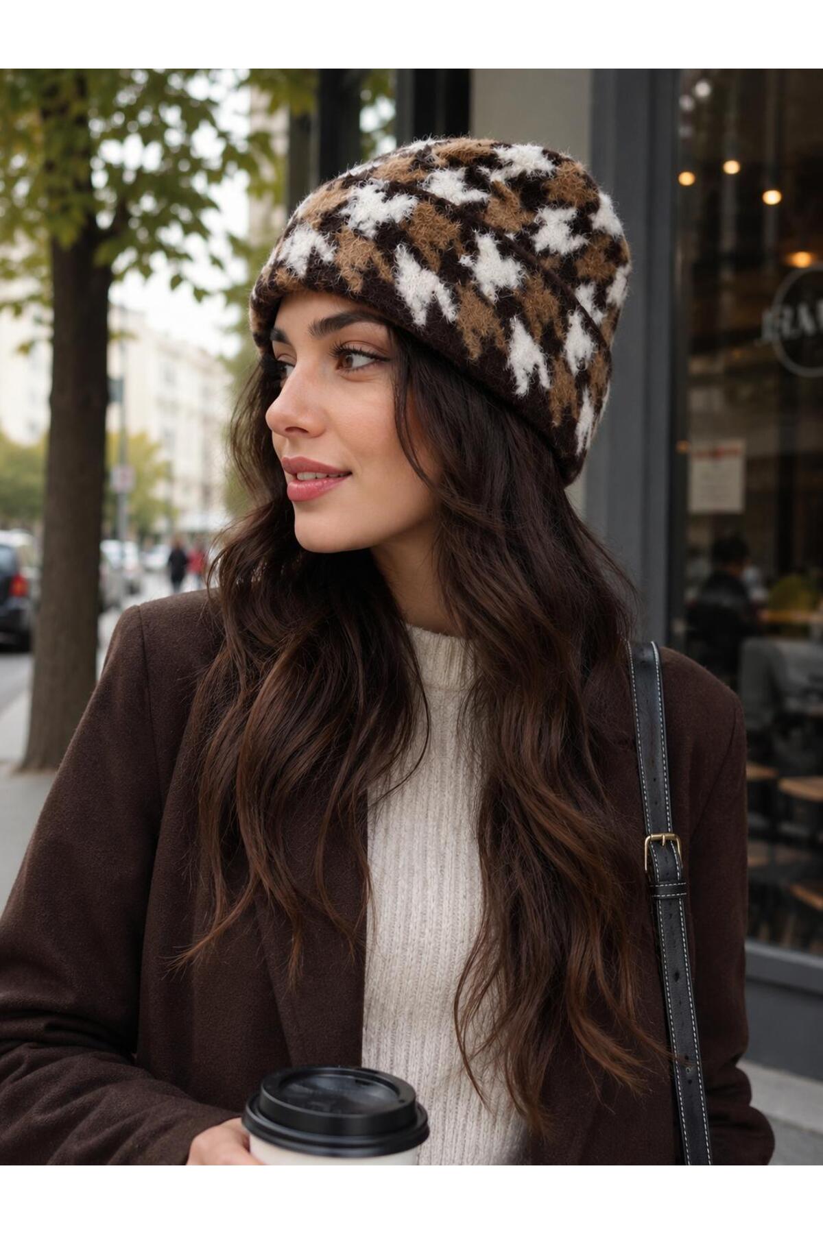Wearflawless Kadın Trend Desenli Katlamalı Bere, Kışlık Bere, Yumoş Bere görsel 3