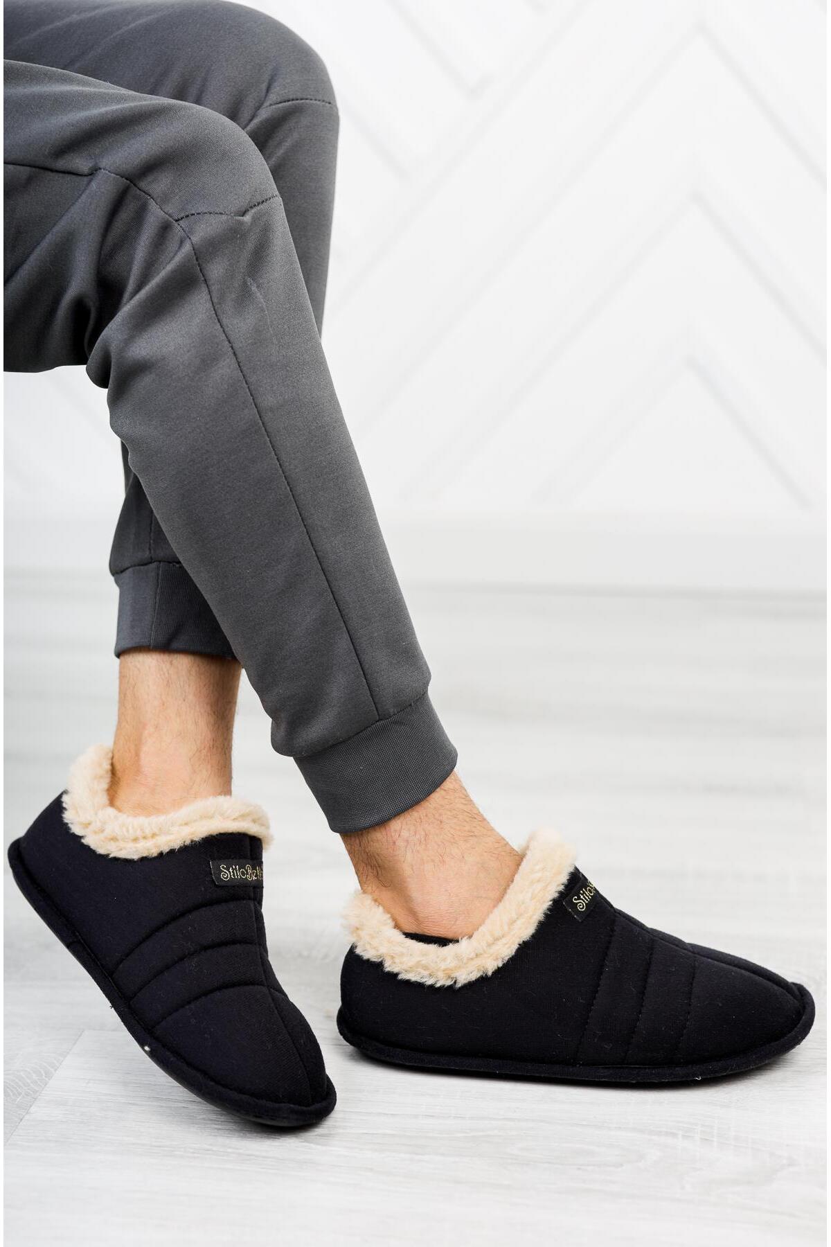 Moda Frato STL-01 Unisex Panduf Ev Ayakkabısı Kadın Erkek Ev Botu İçi Yünlü Sıcak Tutar görsel 4
