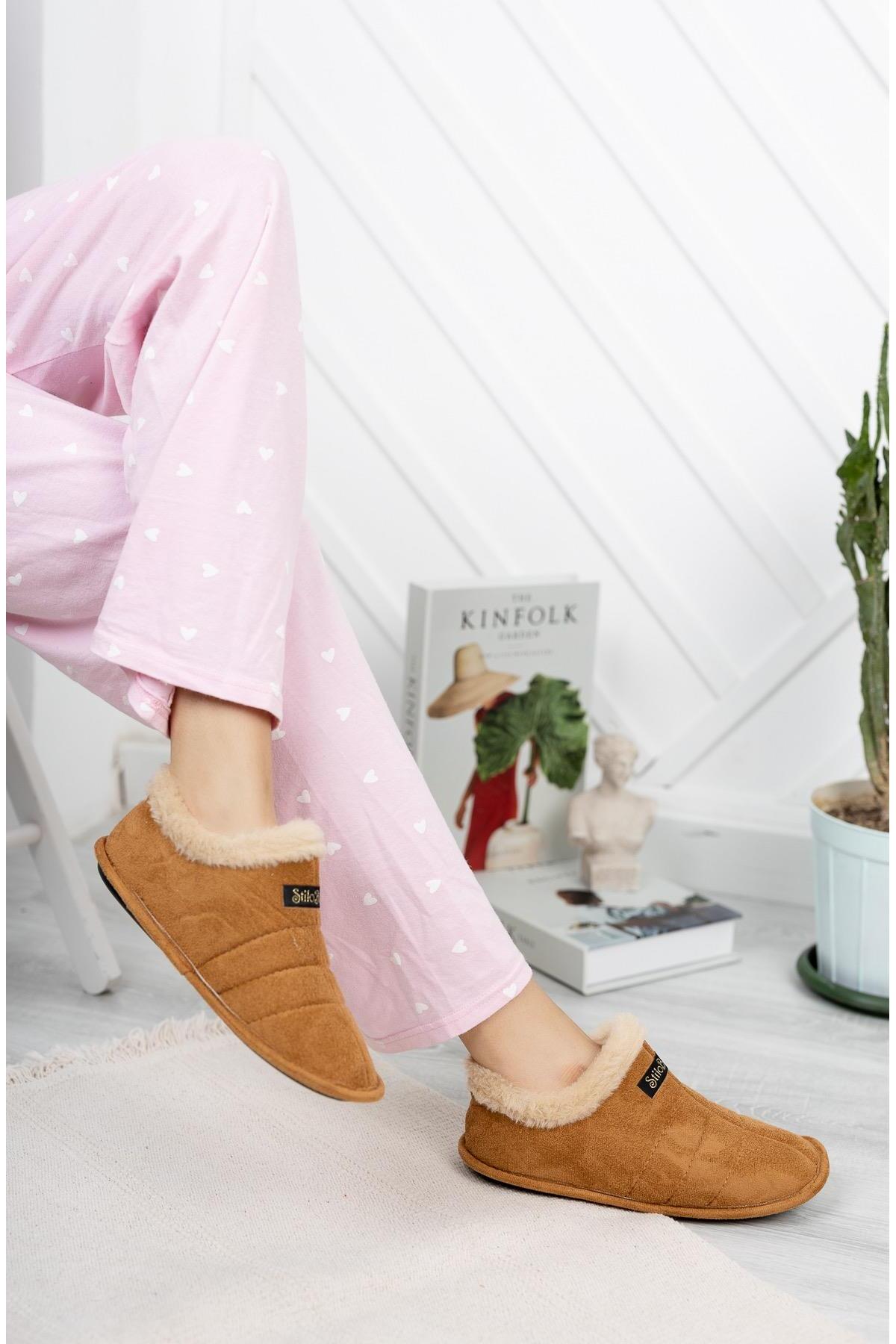 Moda Frato STL-01 Unisex Panduf Ev Ayakkabısı Kadın Erkek Ev Botu İçi Yünlü Sıcak Tutar görsel 6