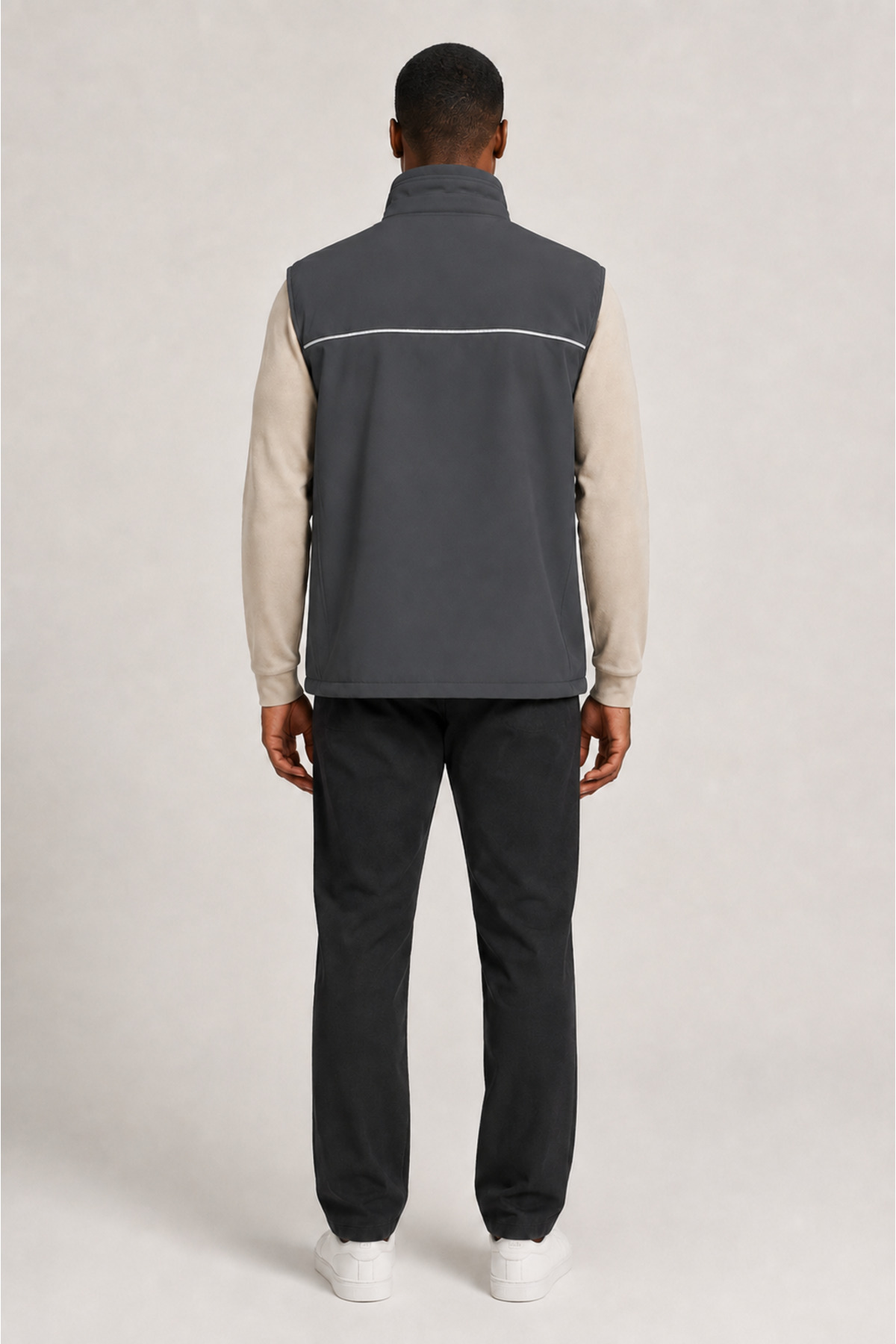 Reflektif Şeritli Su Geçirmez Unisex Softshell Yelek – Gri Gri · Fotoğraf 6