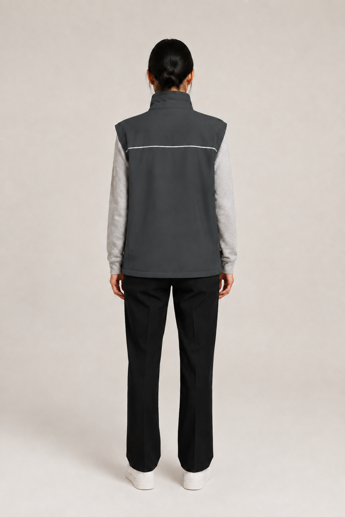 Reflektif Şeritli Su Geçirmez Unisex Softshell Yelek – Gri Gri · Fotoğraf 2