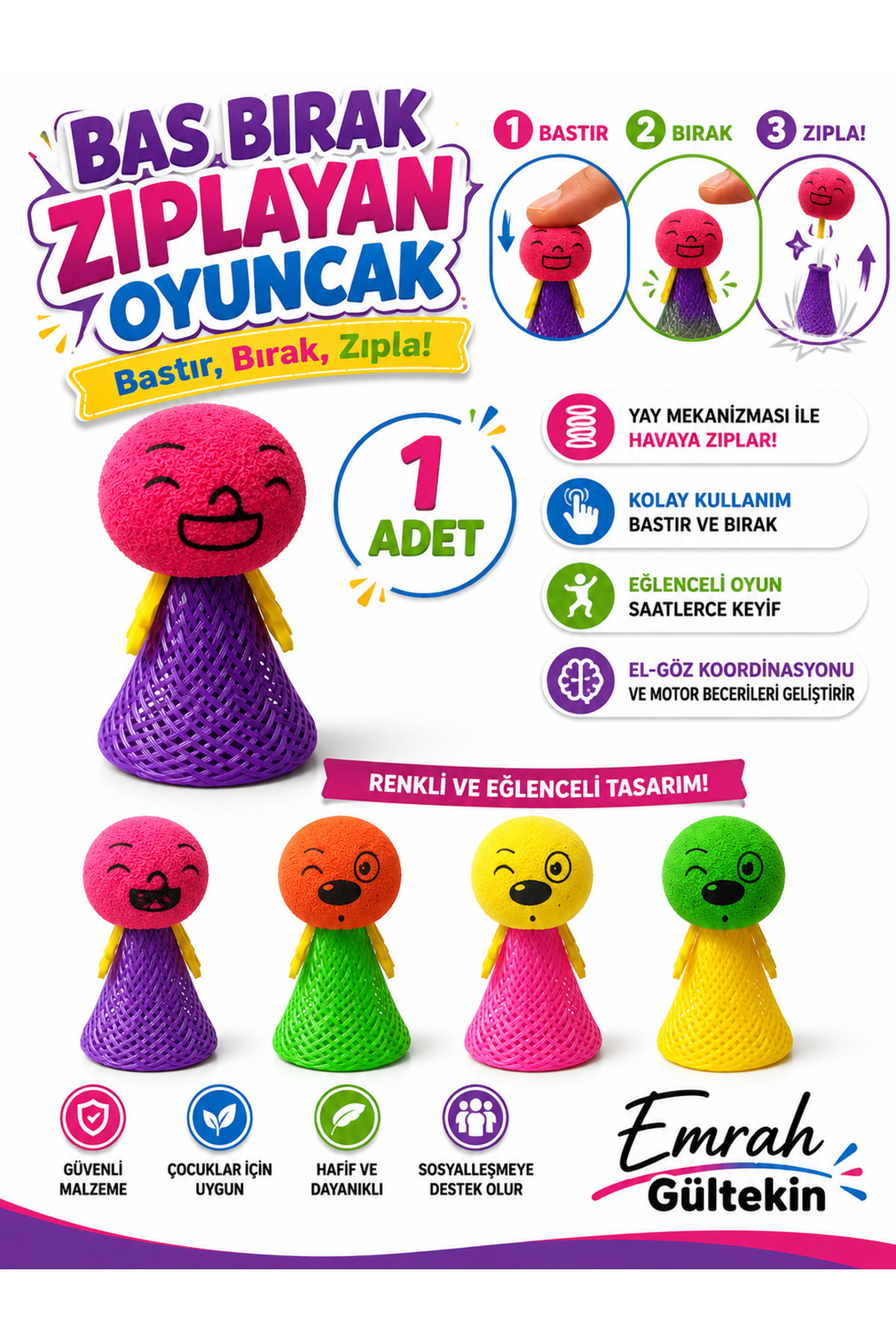 【極美品】Little Gang of ... Instant Cytron Emrah Gültekin Bas Bırak Zıplayan Oyuncak Bastır Zıpla Eğlenceli