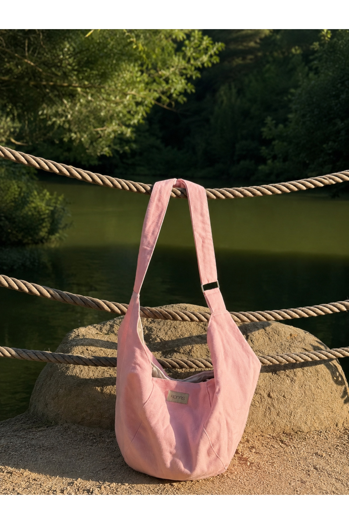 RONASBAG Luna Bag Pembe Çıtçıtlı Çanta Ayarlanabilir Çapraz Askılı Omuz Ve Kol Çantası görsel 3