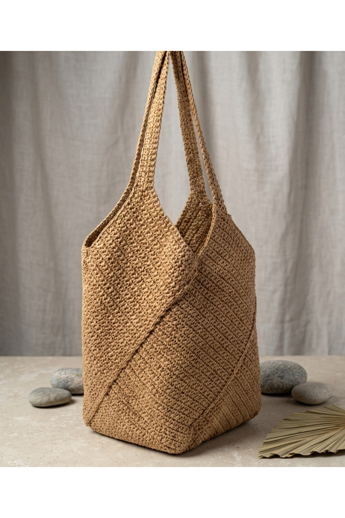 BY HATİCE DOĞAN V Model Wicker Bag görsel 2