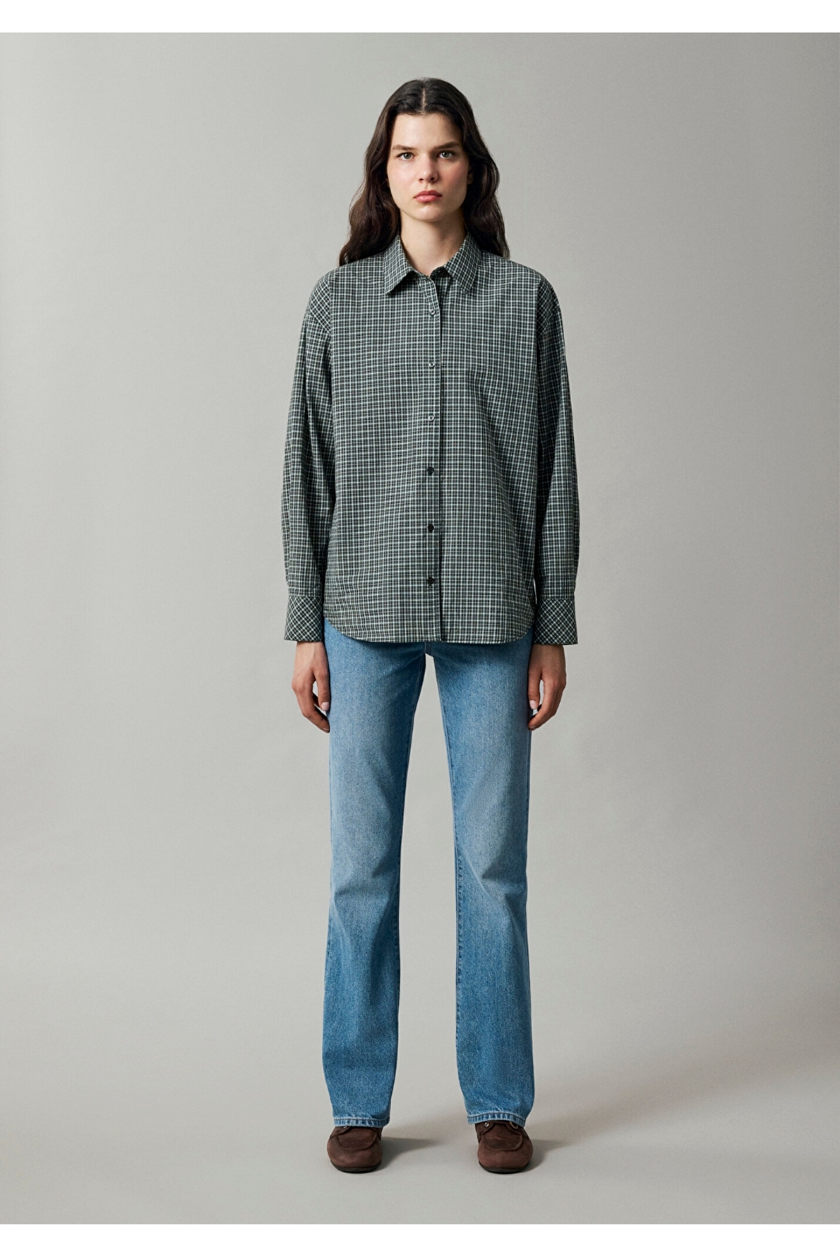 pötikare loose fit bol rahat kesim %100 pamuk kadın gömlek. — سبز 3468974874(özse giyim) — تصویر 2 از 4