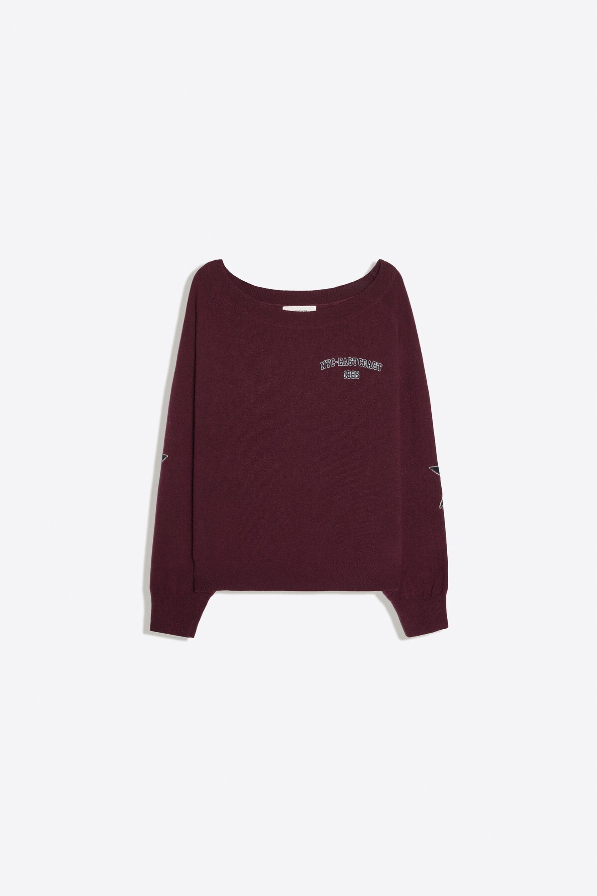 Bershka Grafik desenli geniş yaka kazak görsel 2