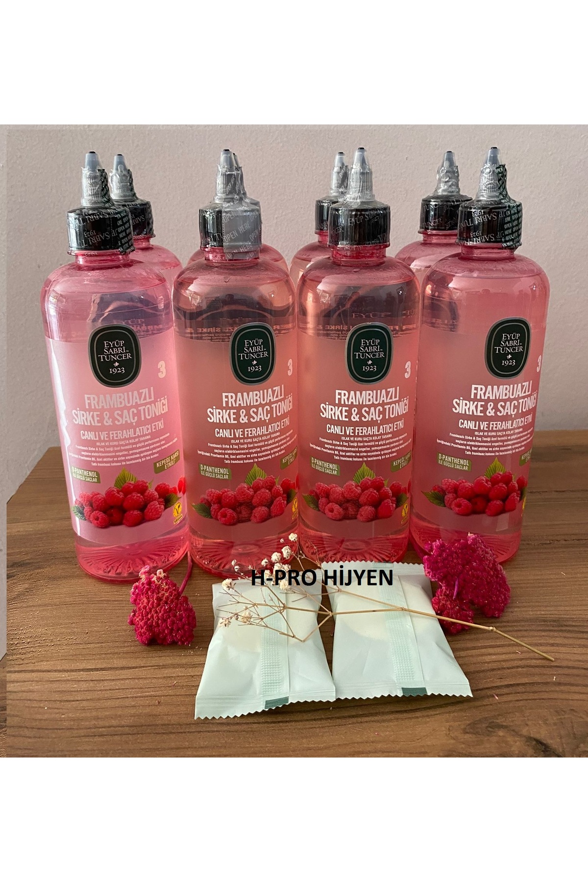 Eyüp Sabri Tuncer 8 ADET 500 ML FRAMBUAZLI SAÇ TONİĞİ, COMPRESSED FACE TOWEL Hediye — hpro-estseries0692