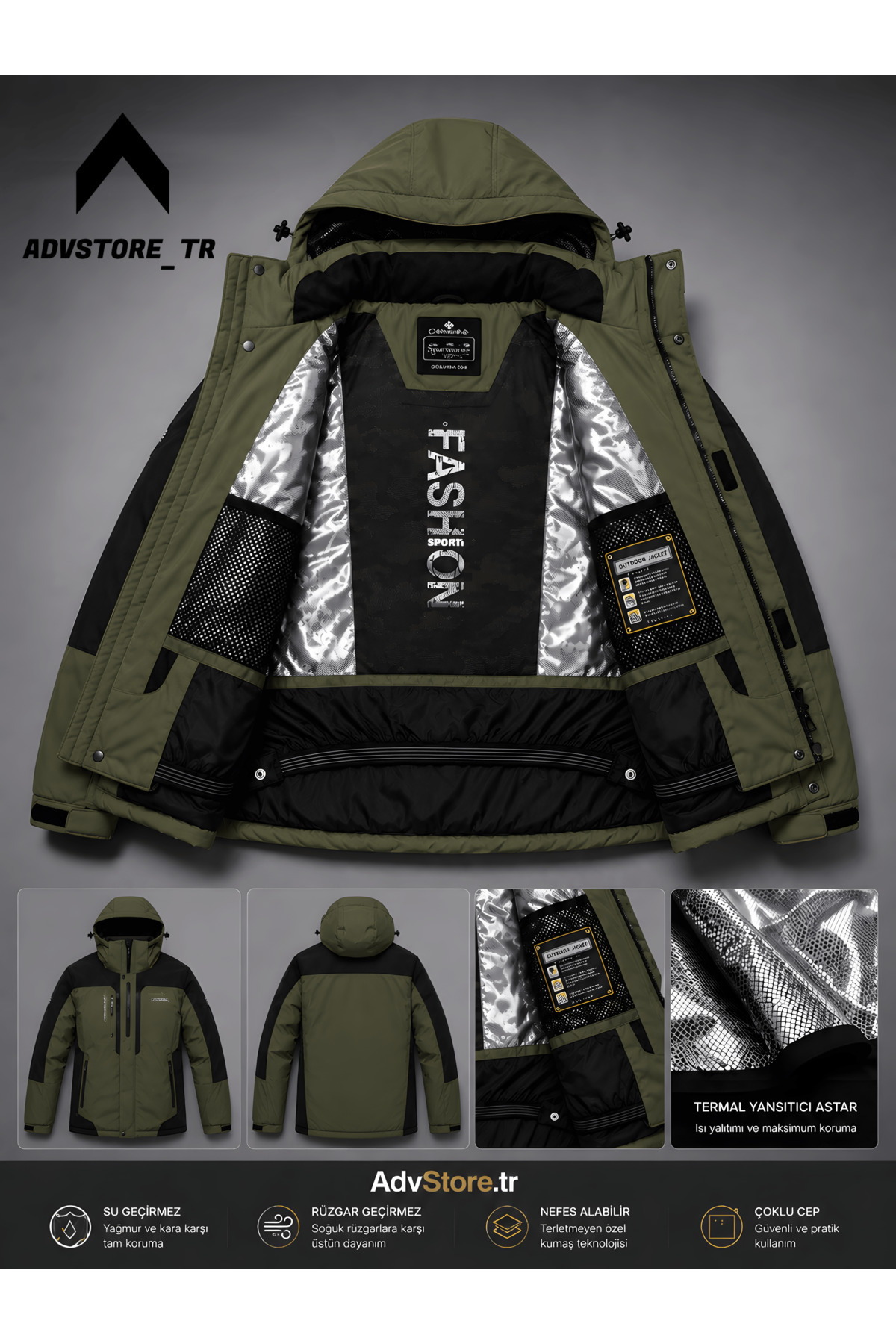 advstore.tr Erkek Termal Kar Mont -30C Kadar Koruma Sağlar Su Geçirmez görsel 3