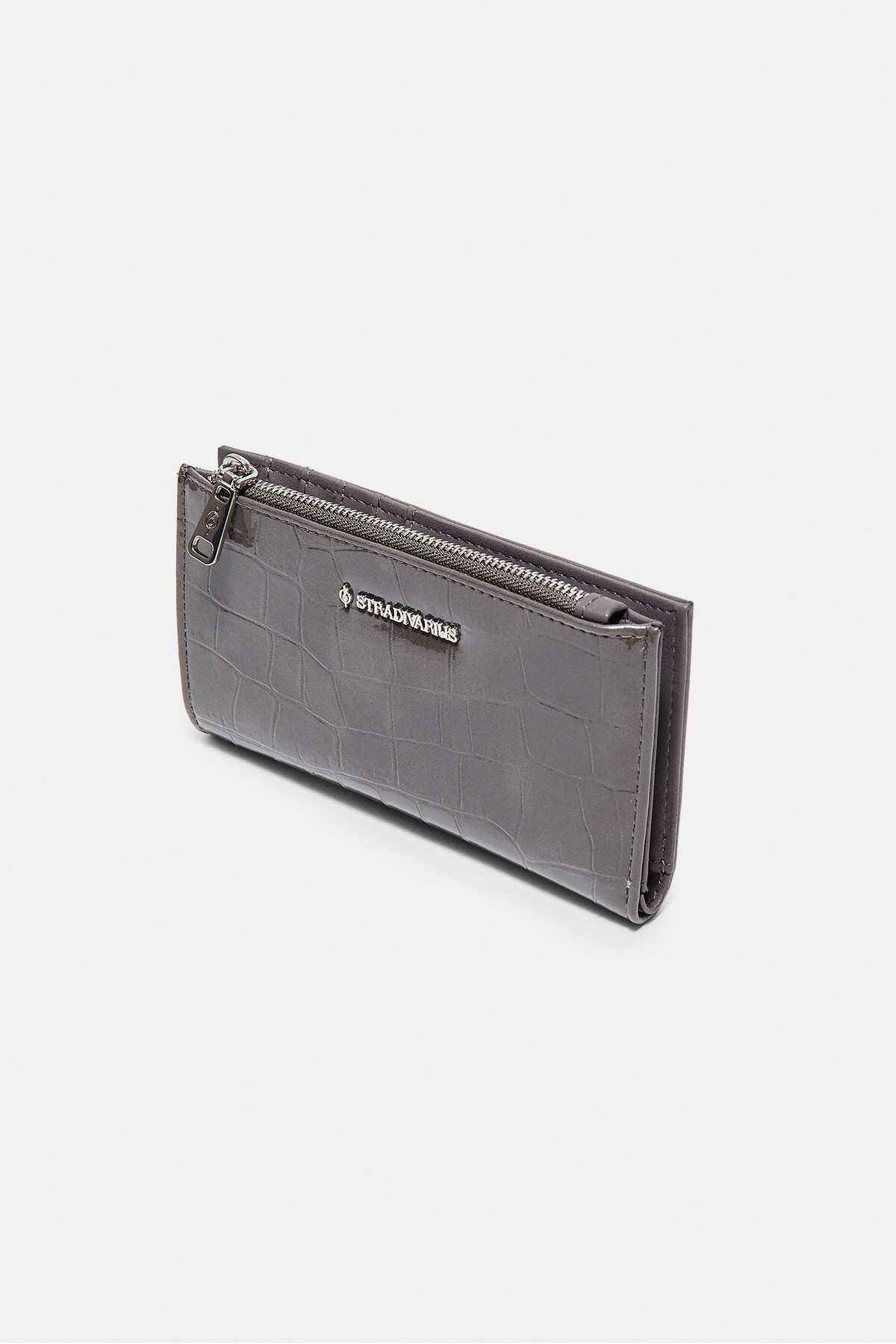 Stradivarius Basic timsah deseni görünümlü cüzdan görsel 3