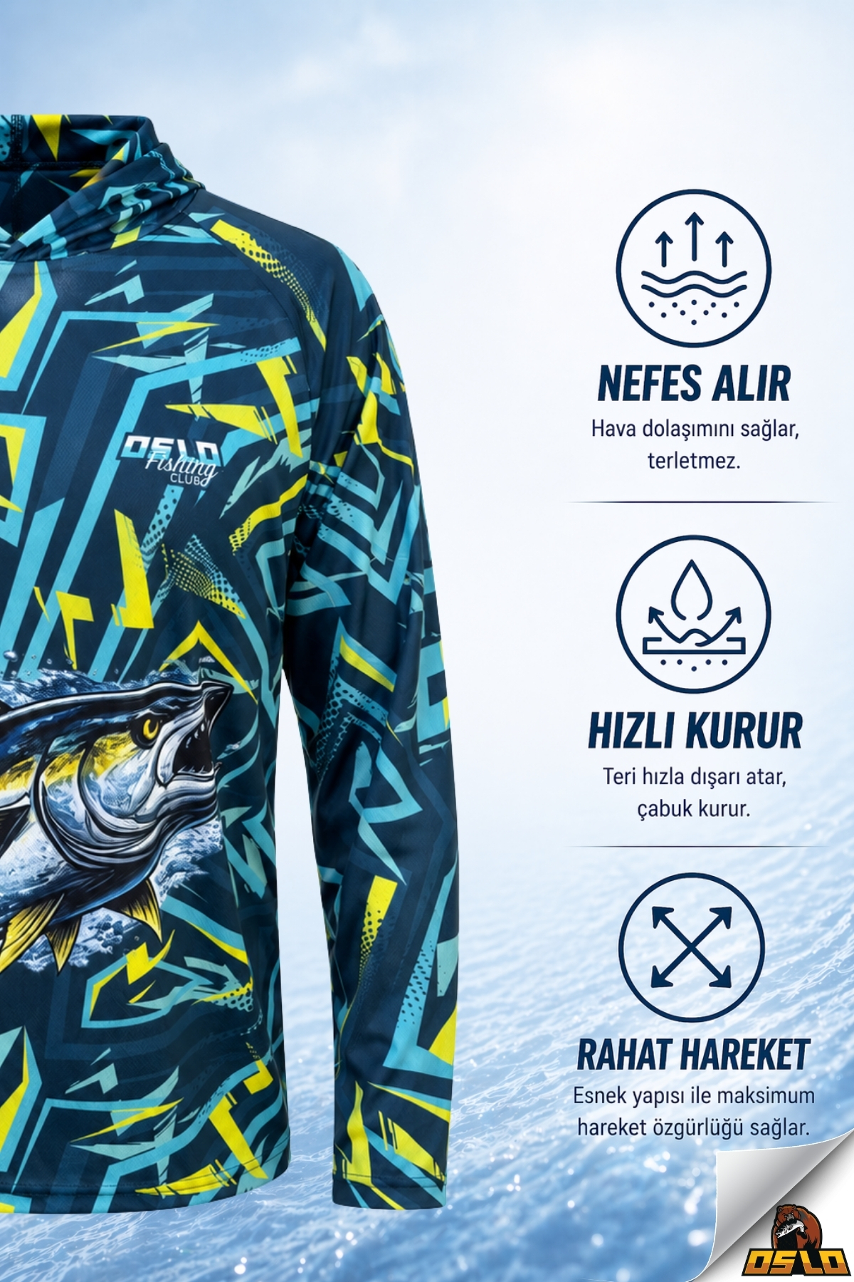 Oslo Balıkçı T-Shirt Kapüşonlu Bluefin görsel 2