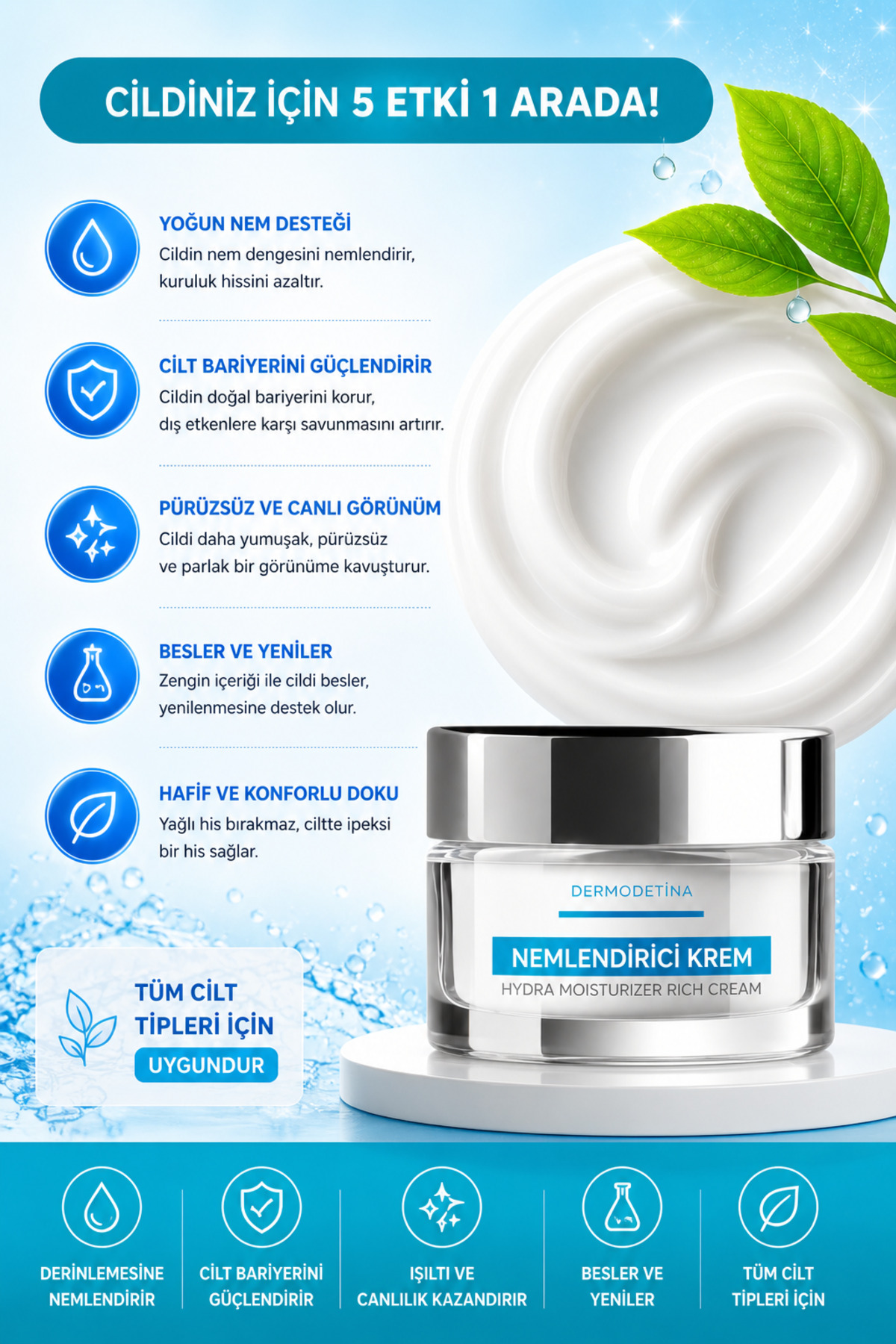 Hydra Rich Cream – Nemlendirici ve Besleyici Yüz Bakım Kremi 50 ml — RİC656565 — تصویر 2 از 3