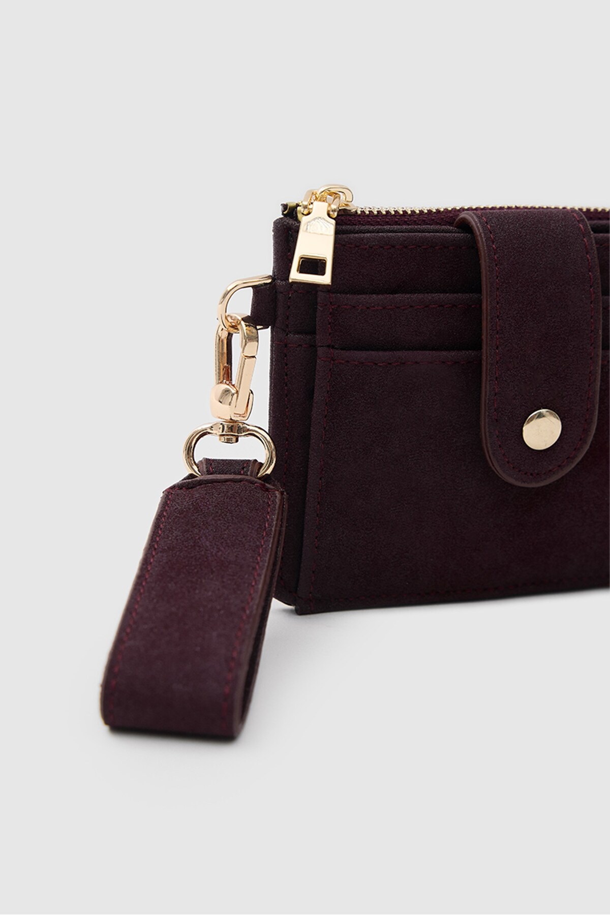 Shule Bags Pike Süet Kadın Kartlık Bordo görsel 3