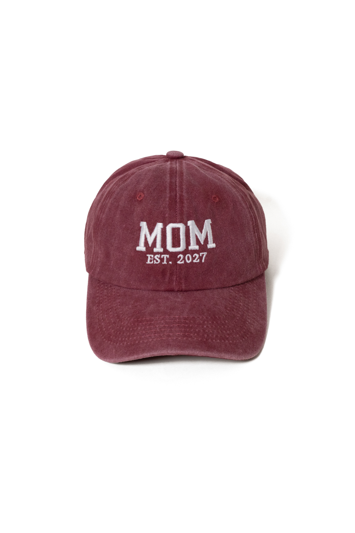 Nome Studio Nakışlı 2027 Bordo-Lacivert Mom Dad Şapka '27 Tarihli 2li paket Anne Baba Yıkamalı Kumaşlı Şapka Pamuklu Ayarlı görsel 2