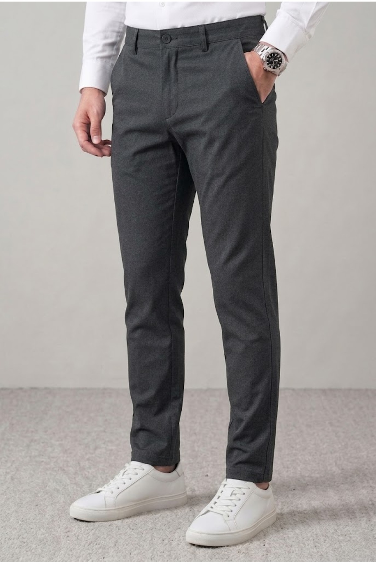 Erkek Slim Fit Likralı Casual Kumaş Pantolon — فلزی GMN-CASUAL