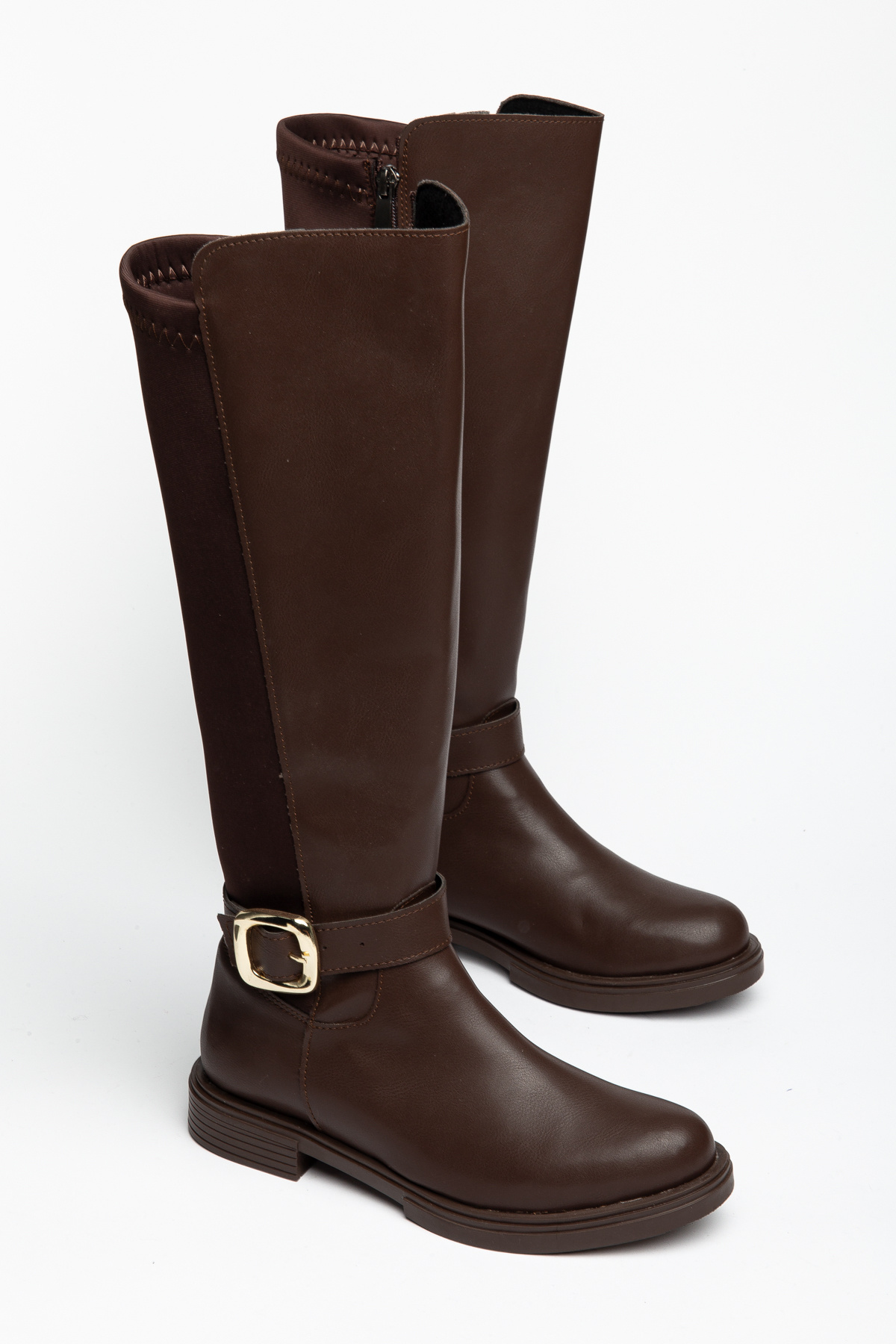 Bilalim Shoes Kumaş Dizaltı Çizme Toka Detaylı D111 görsel 6