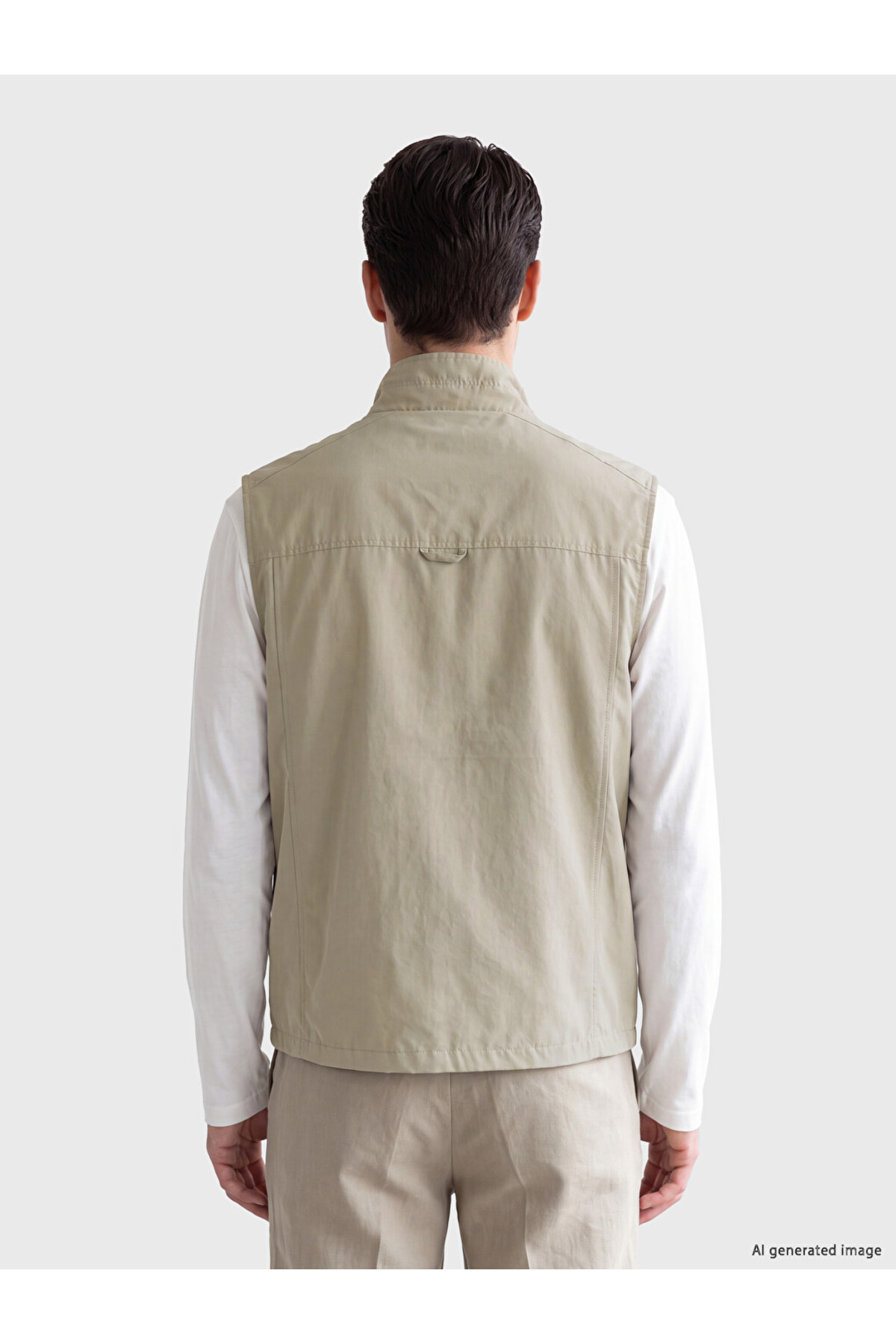 LC Waikiki Bej Regular Fit Dik Yaka Erkek Avcı Yeleği görsel 3