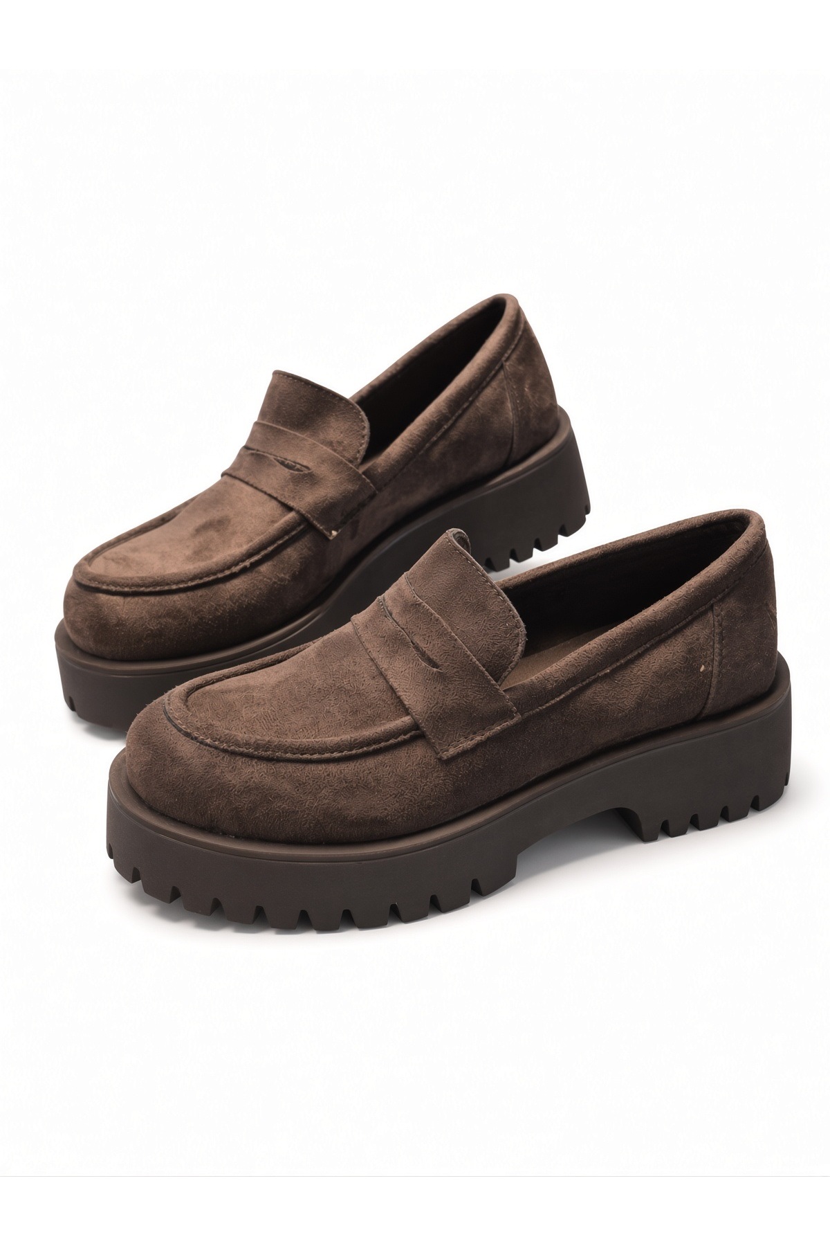 McDark Kadın Günlük Loafer Hafif Taban Süet Malzeme Casual Ayakkabı-KAHVE SÜET görsel 3