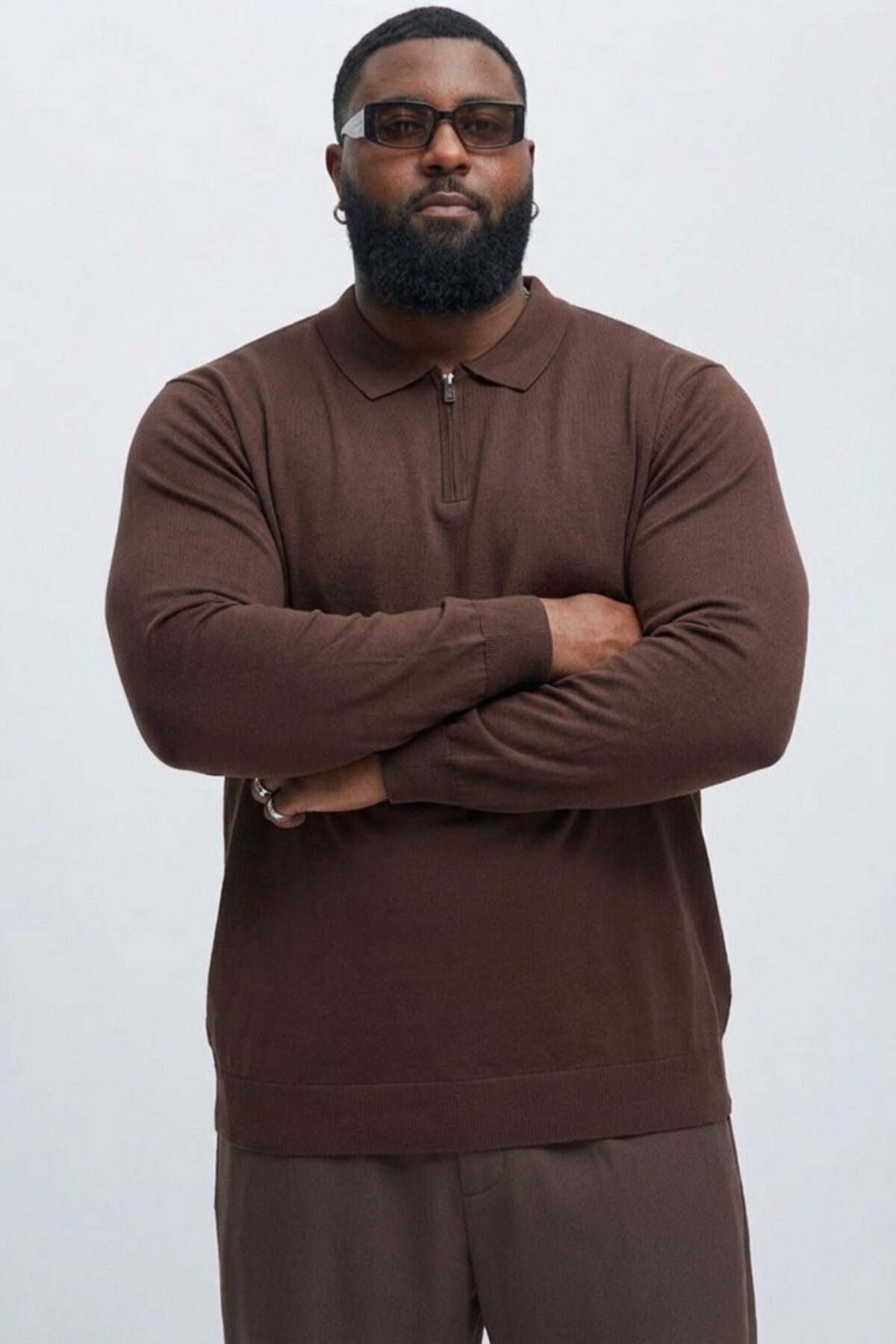 Maccali Erkek Mevsimlik Büyük Beden K.Kahve Triko Sweatshirt görsel 4