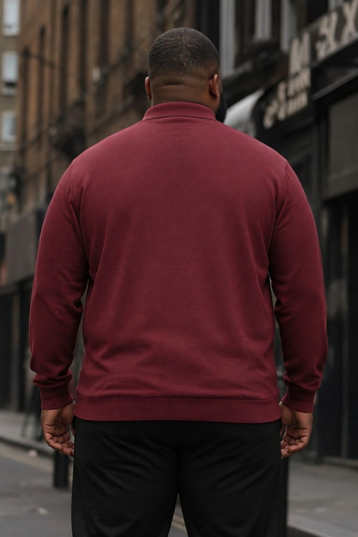 Maccali Erkek Trend Büyük Beden Bordo Triko Sweatshirt görsel 6