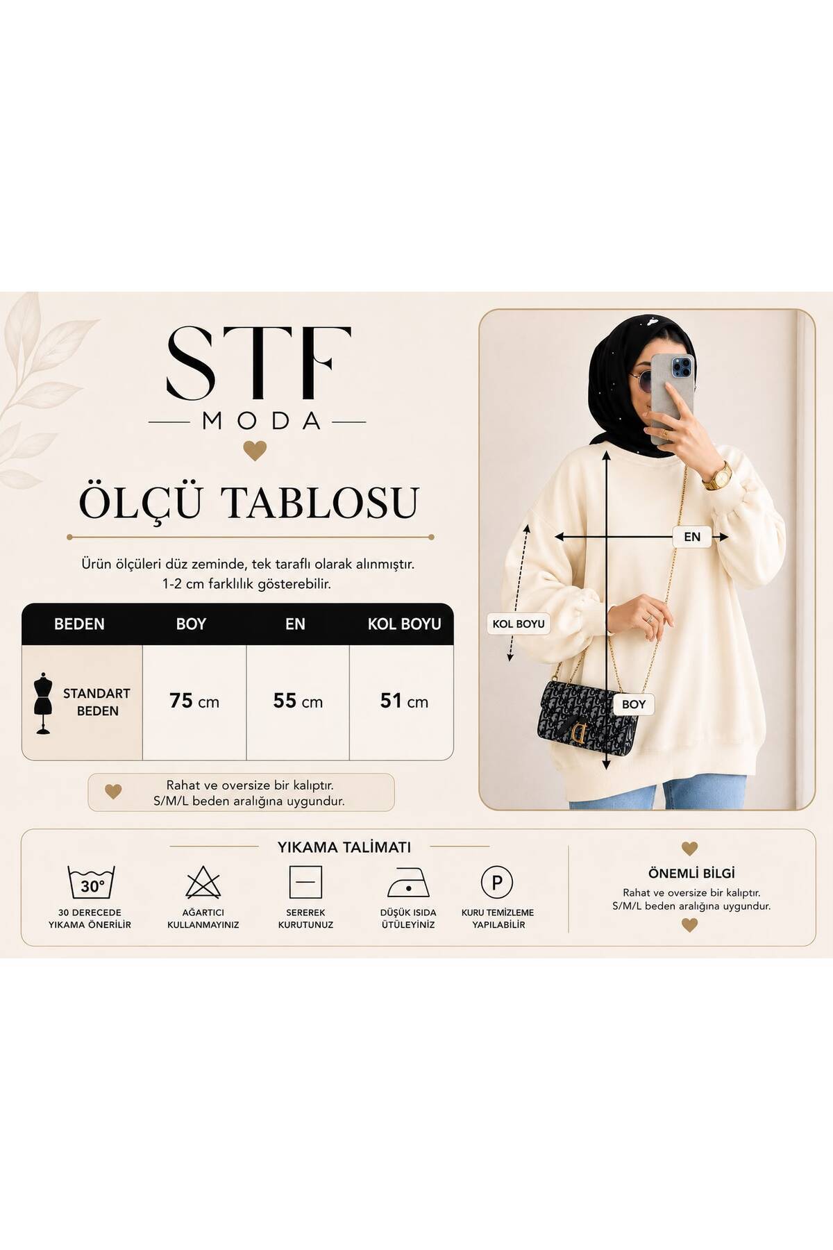 STF MODA Yarım Balıkçı Yaka Oversize Triko Kazak Ekru görsel 6