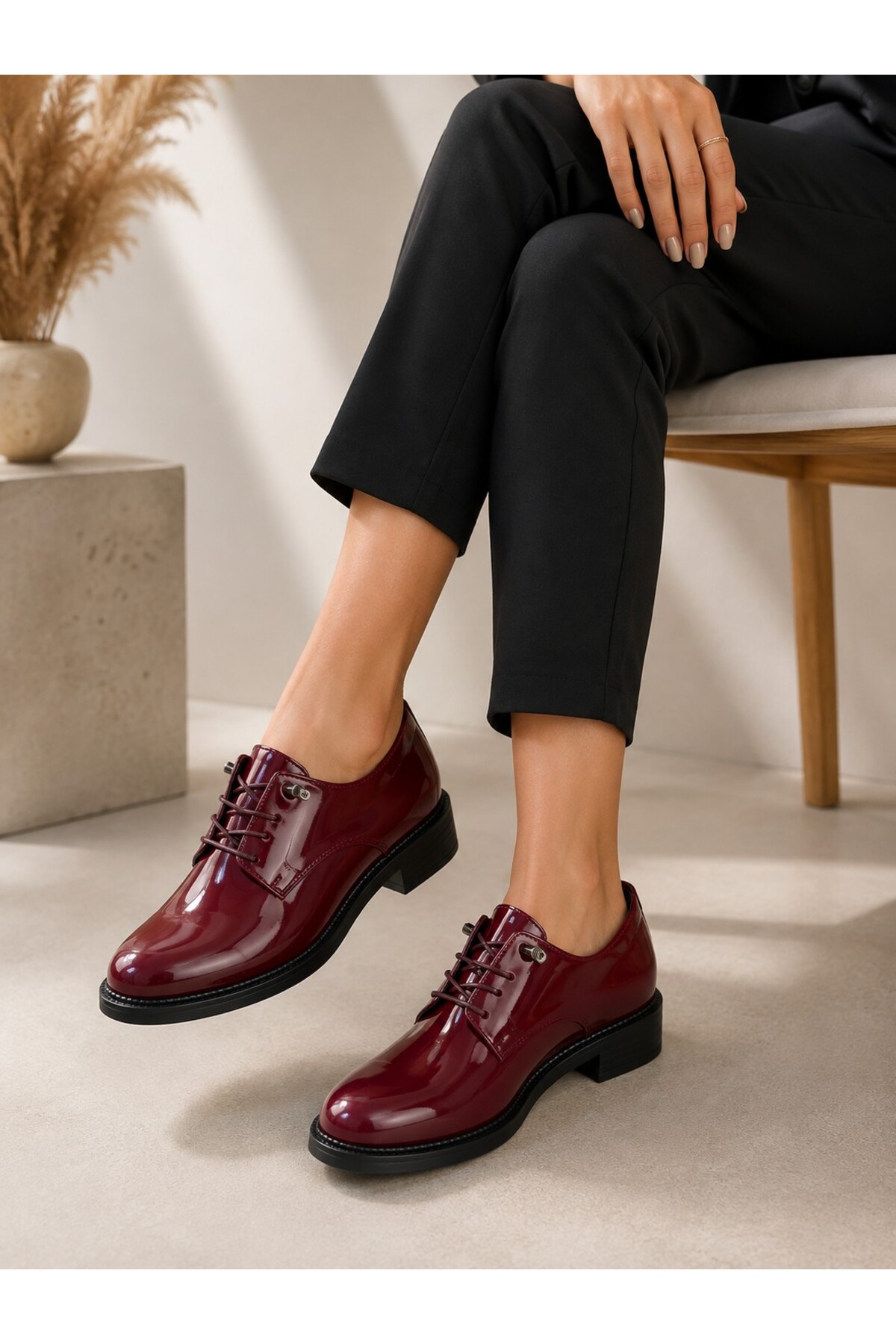 Zenora Kadın Loafer Makosen Bordo Ayakkabı görsel 3