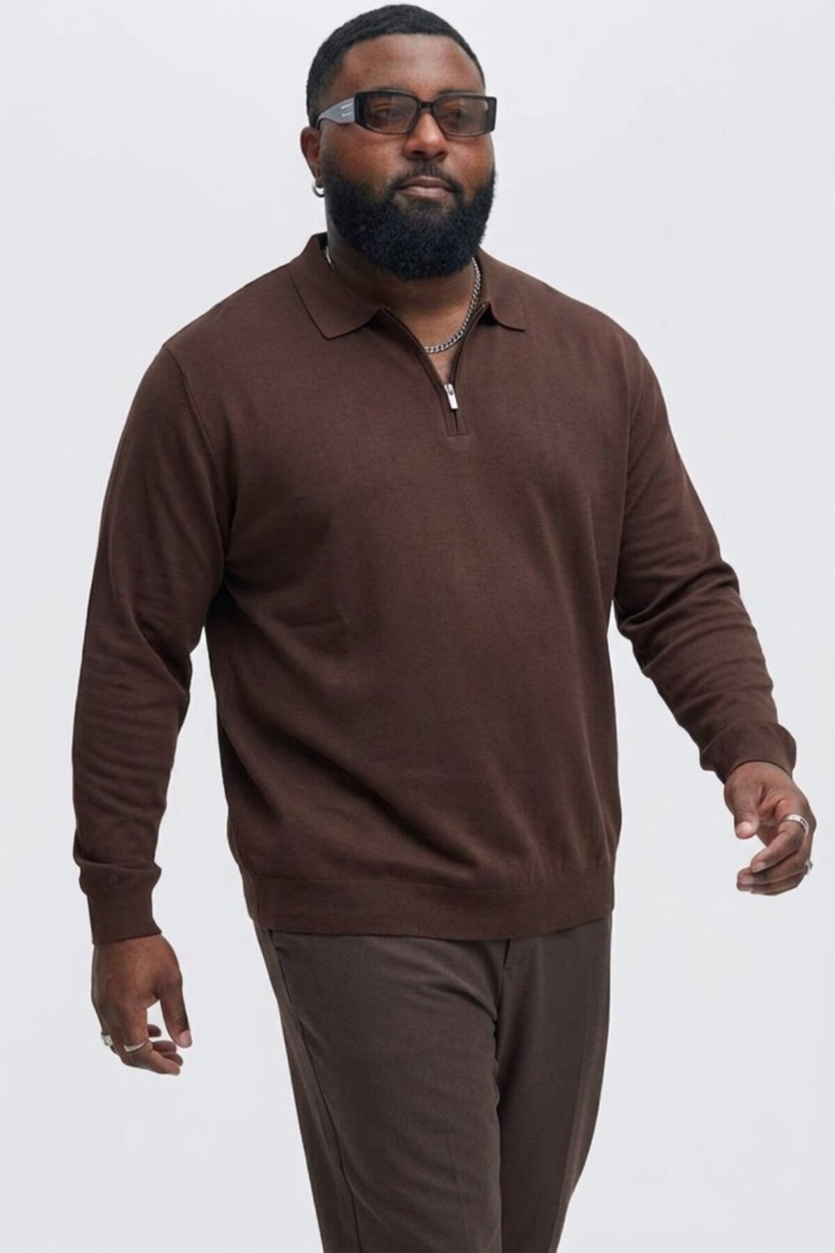 Maccali Erkek Mevsimlik Büyük Beden K.Kahve Triko Sweatshirt görsel 3