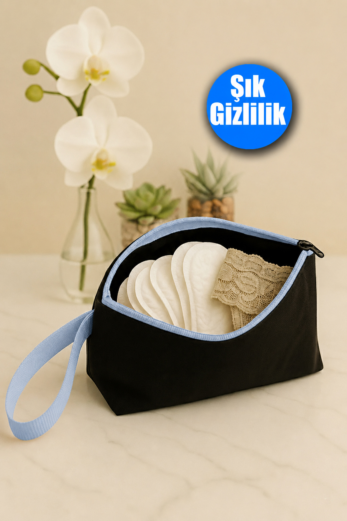Bilek Askılı Günlük Makyaj Çantası Su Geçirmez Küçük Seyahat Kozmetik Mini El Çantası — آبی deftion-makyaj-mini — تصویر 5 از 5