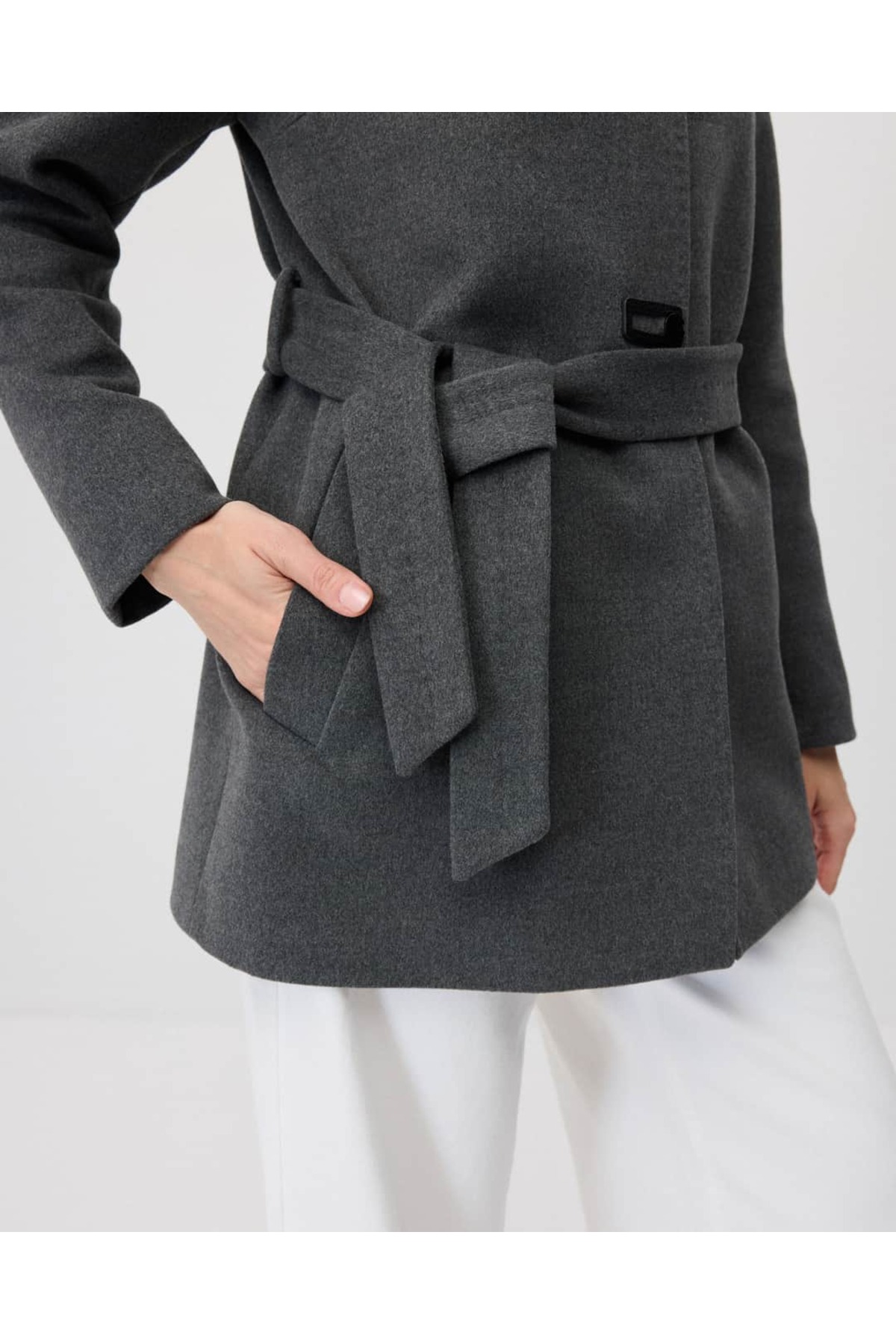 IDA Collection Bebe Yaka Kısa Ceket Antrasit görsel 6