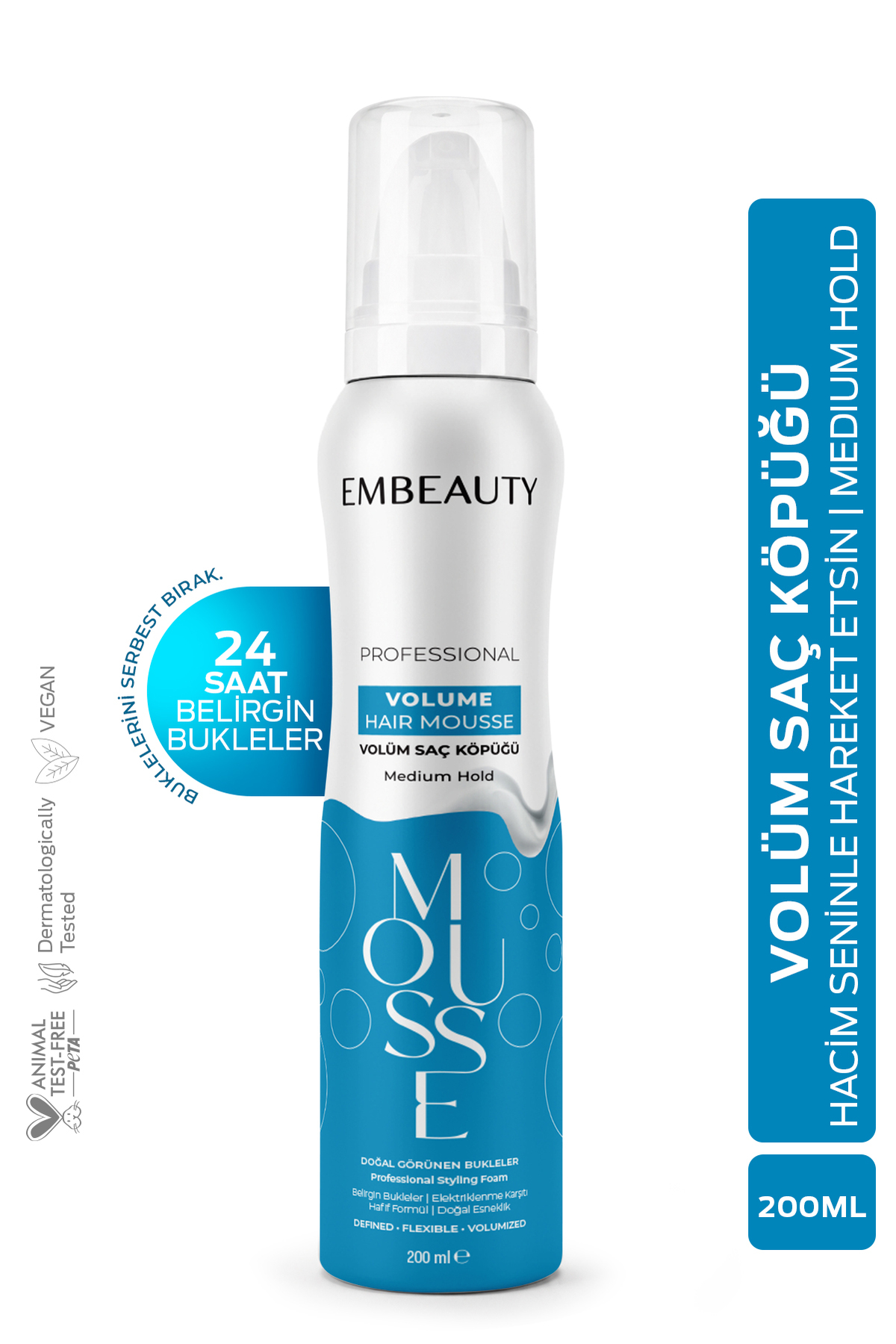Embeauty Hacim ve Dolgunluk Veren Bukle Belirginleştirici Medium Hold Saç Köpüğü 200 ml — saçköpüğü