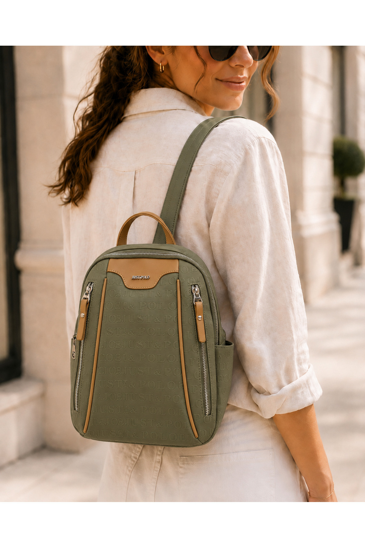 Just Polo Kadın Günlük Kullanıma Uygun Çok Bölmeli Sırt Çantası EBAT : 25 X 30 CM Shopper görsel 6