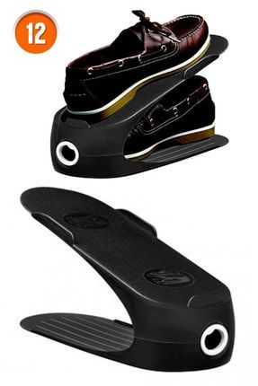 Gondol Siyah 12 Li Ayakkabı Rampası Ayakkabı Dolabı Düzenleyici Ayakkabılık Organizer GNS12