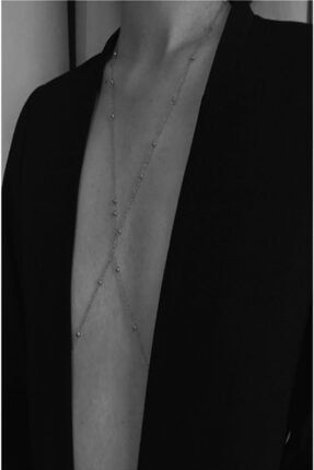 Kadın Mini Top Boncuklu Stylish Vücut Zinciri, Bel Zinciri, Vücut Aksesuarı - Gümüş ELGOTF0000113