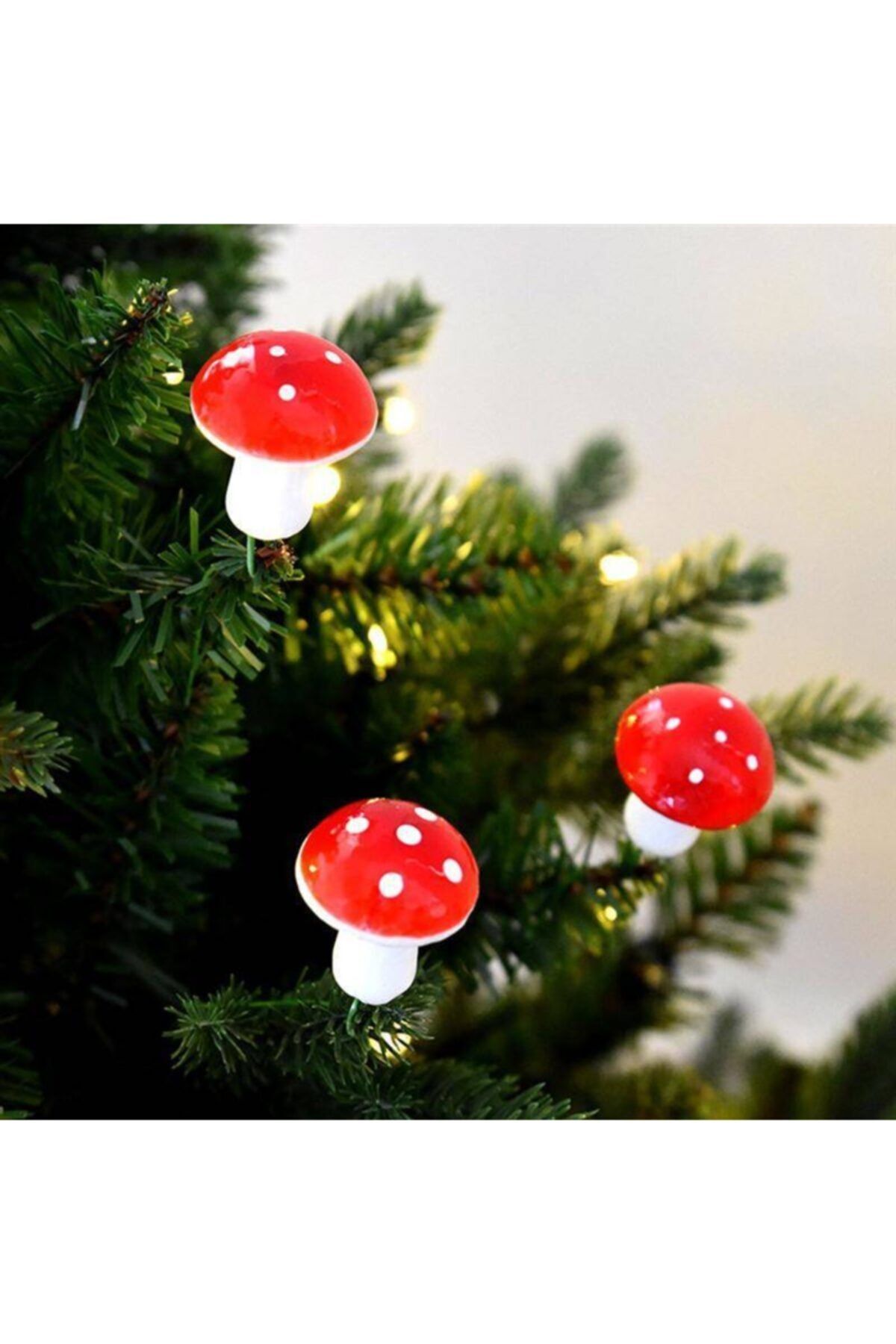 PEMBE MAVİ SÜS-Mushroom Ornament - Christmas Ornament - 10 Pieces Foam Mushroom Terrarium Christmas Garden Flower Pot Ornament (Diameter 3 Cm) 1