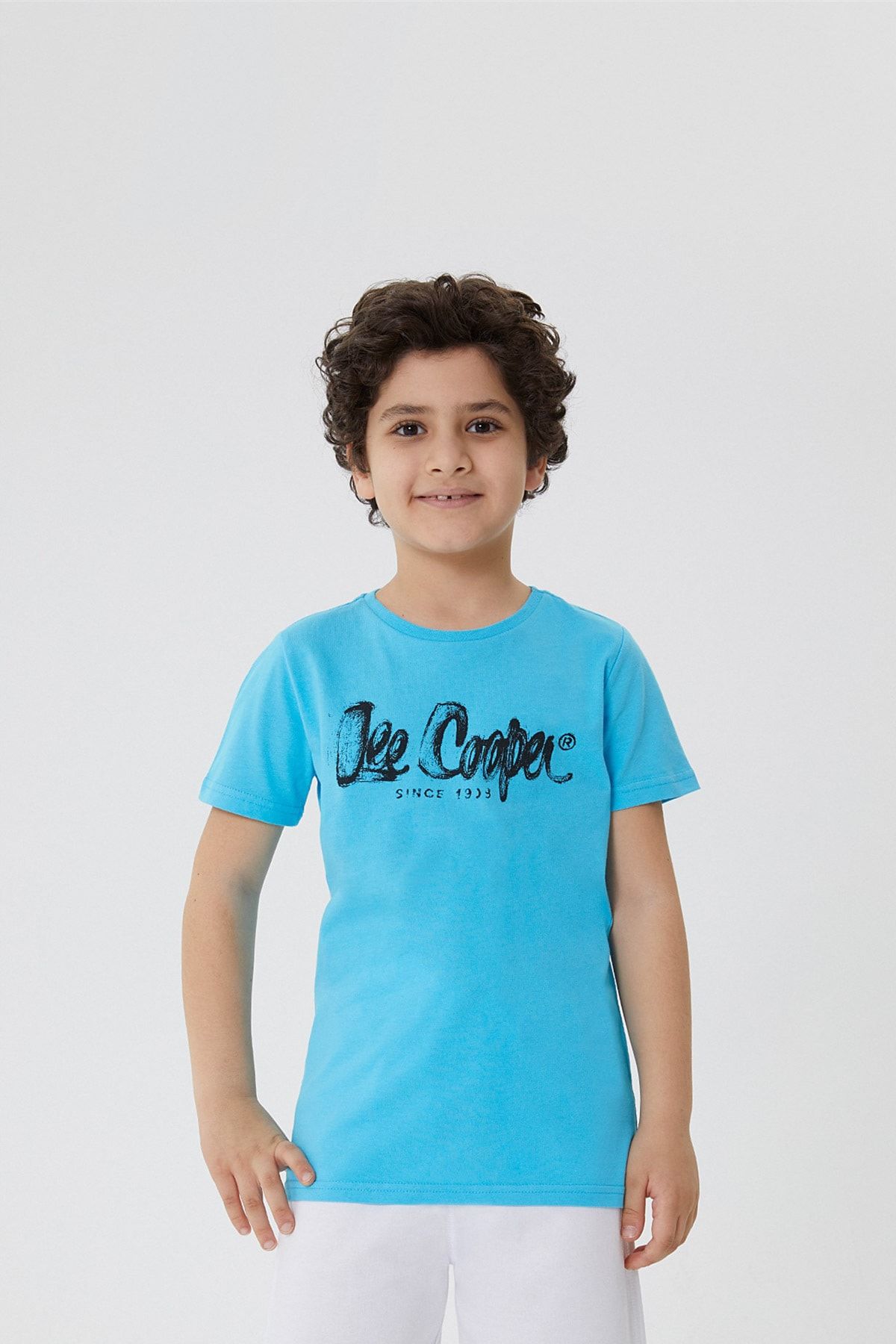 پسرانه Drawinglogo O یقه تی شرت فیروزه 212 LCB 242001 Lee Cooper