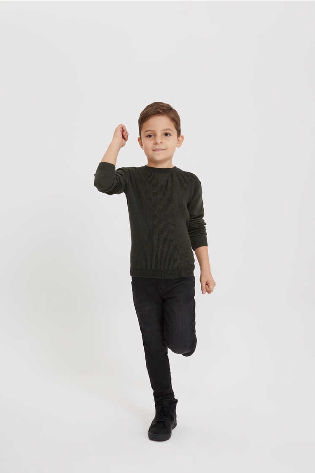 Boy Trixie O Neck Sweater Khaki-Black 201 LCB 241002