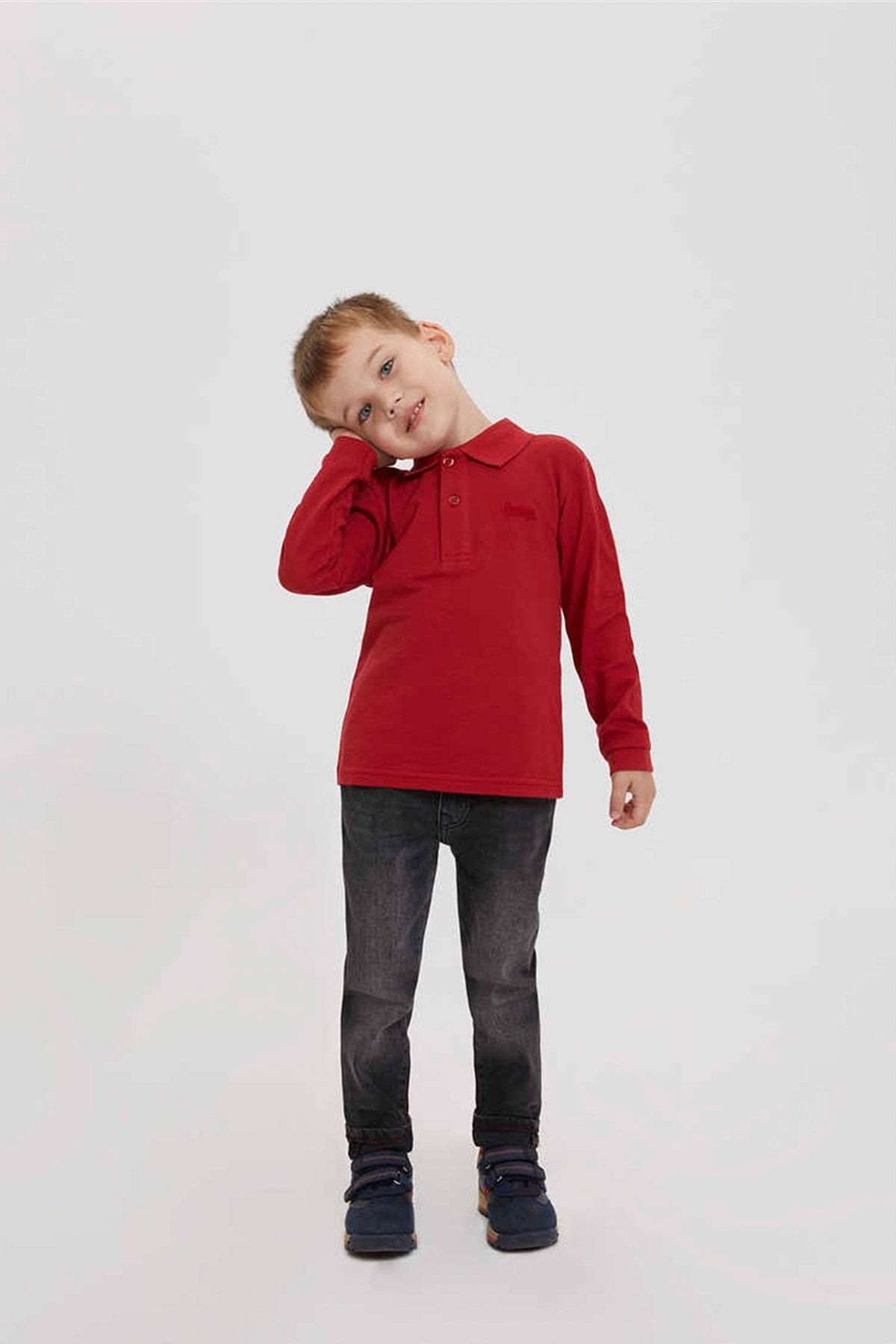 S-شرت یقه پولو پسرانه پسر سون پایک قرمز 201 LCB 241009 Lee Cooper