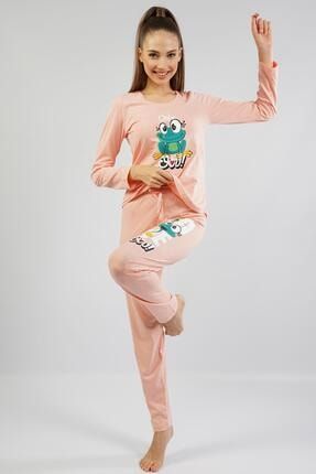 Kadın Kurbağa Desenli Only You Yazılı Pijama Takımı LNGEPU-3013