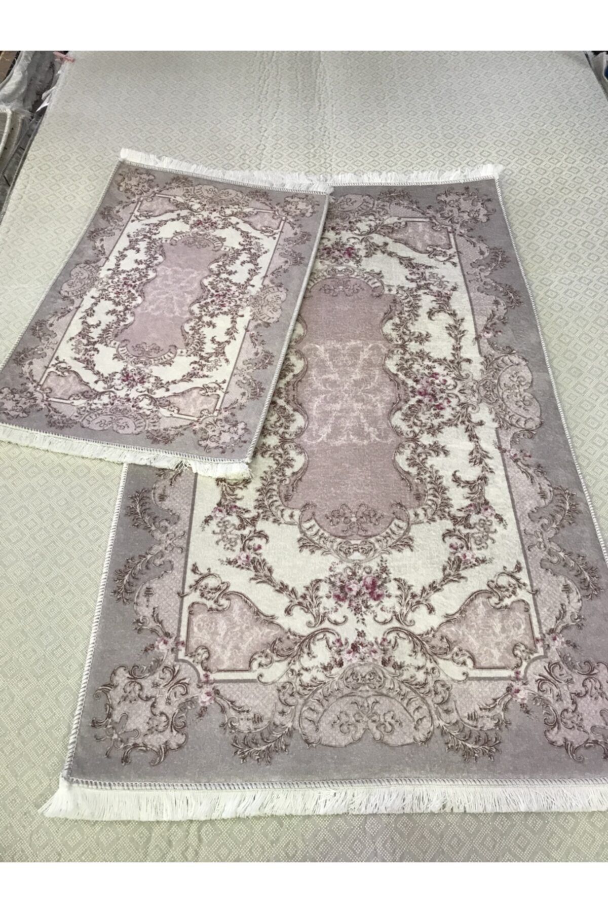 yukselhalimefrusat Covoraș De Baie Cu Franjuri Set Dublu 40 X 60cm Și 60 X 100 Cm - One Size