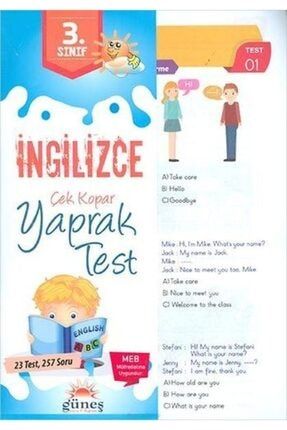 Güneş 3.sınıf Ingilizce Çek Kopar Yaprak Test VFGT10879