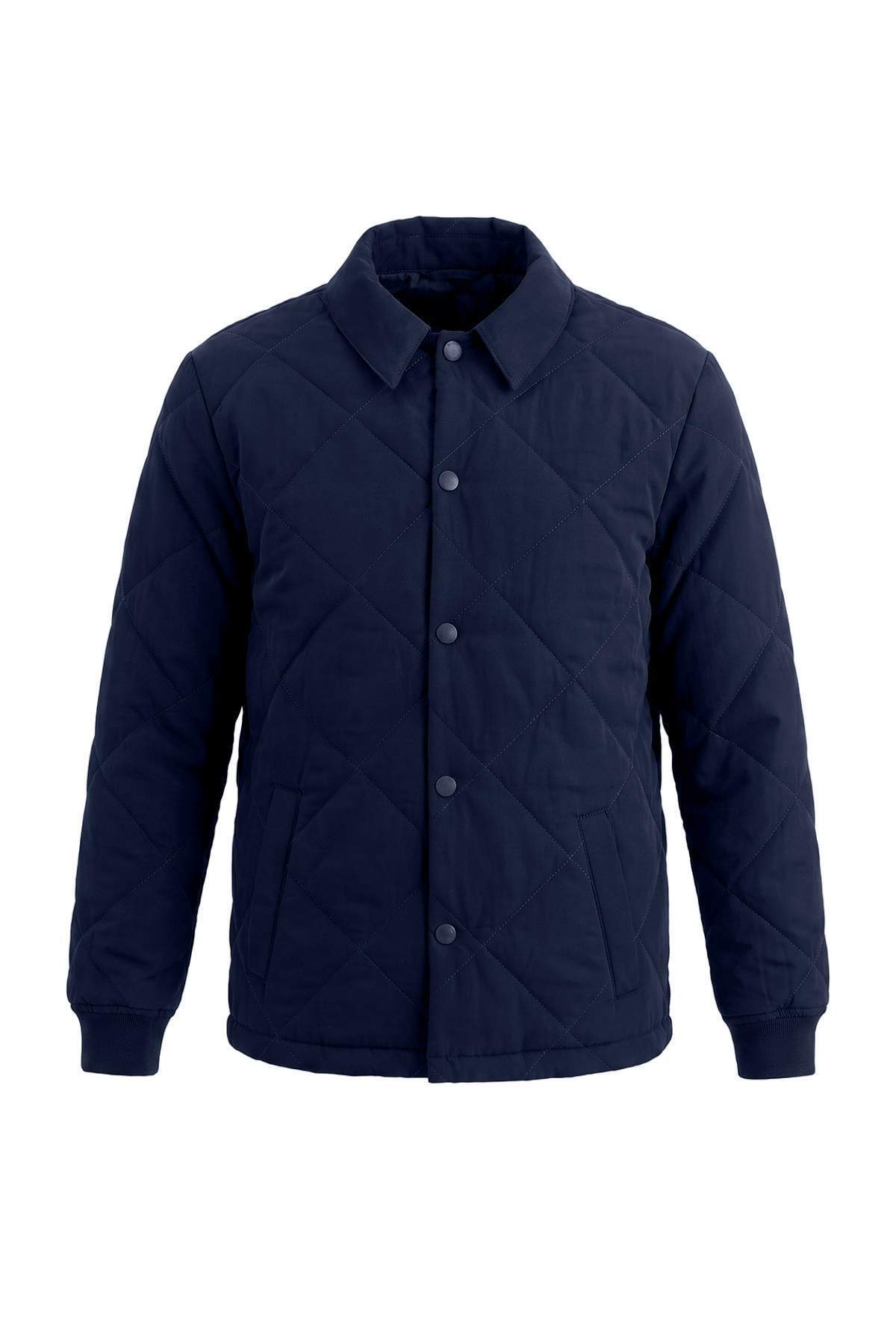 Trendyolmilla Man Koyu Lacivert Regular Fit Kapitone Çıt Çıtlı Unisex Kışlık Mont TMNAW26MO00017